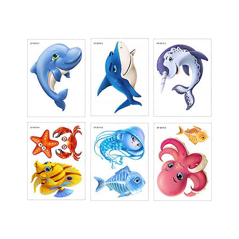 Household Floor Decal Removable Sticker Bathrooms Showers Square Shape Paper Material 6 Sheets
