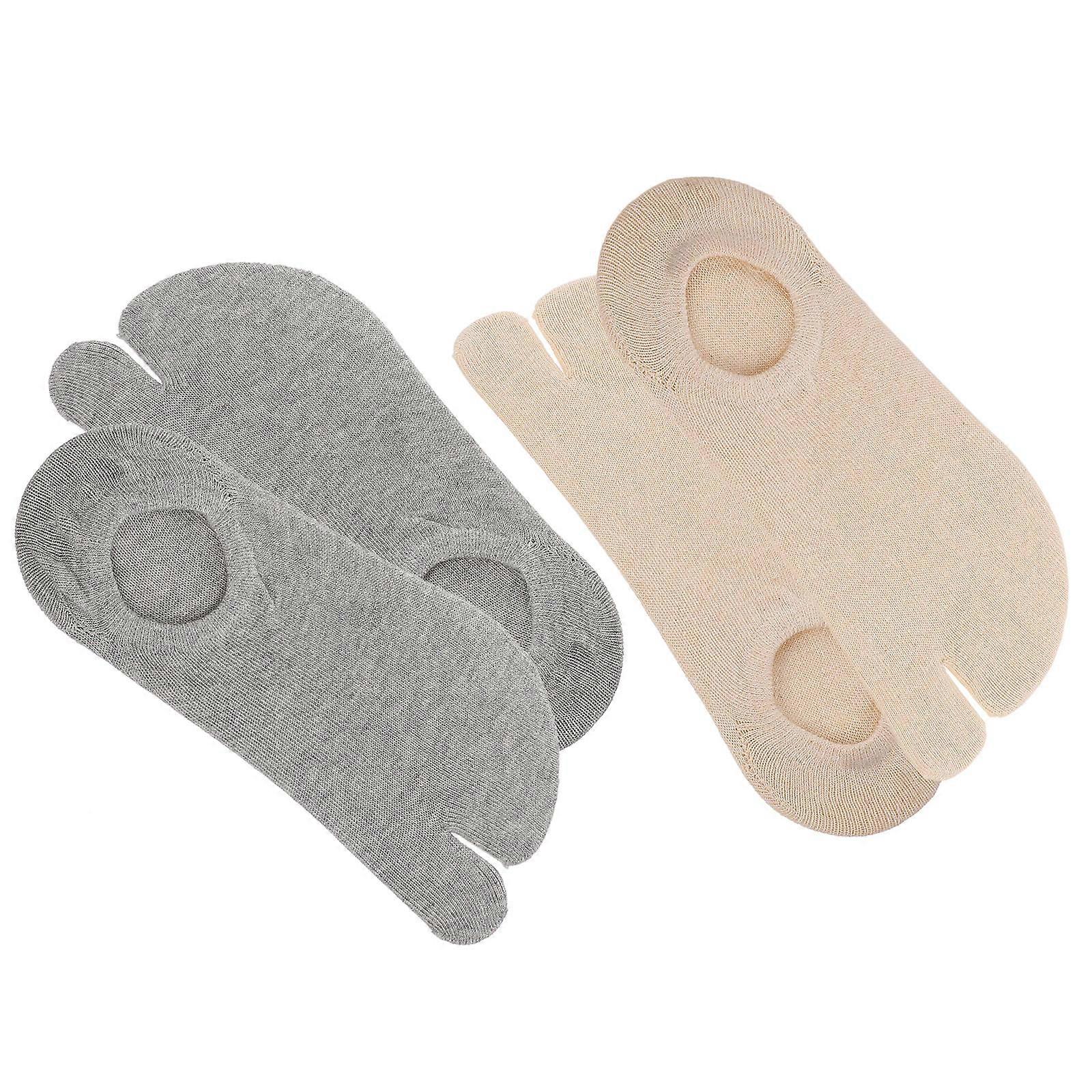 Toe Spreader Socks Unisex Casual Wear Skin Tone Moisture-wicking Short Cuff 2 Pairs
