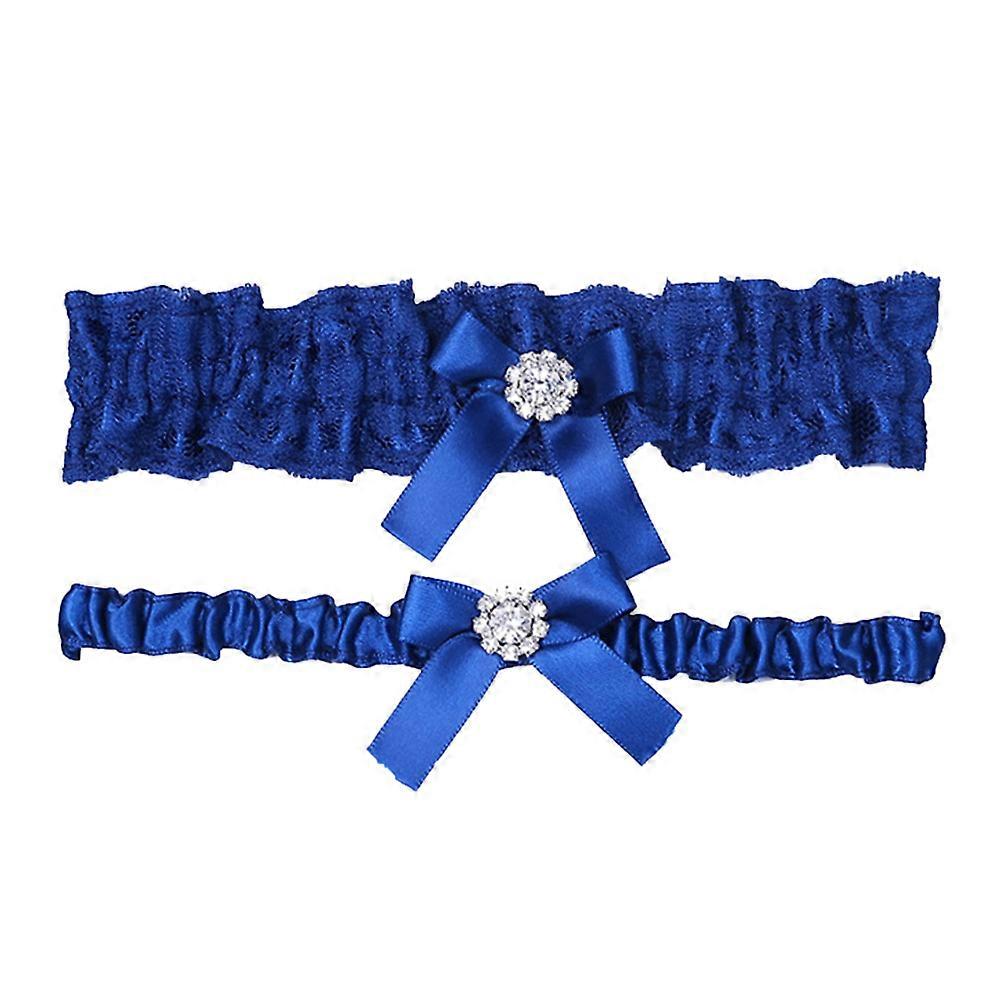 Here's a refined and professional product description based on your input:
**Blue Bowknot Lace Garter – Elegant Bridal Leg Accessory for