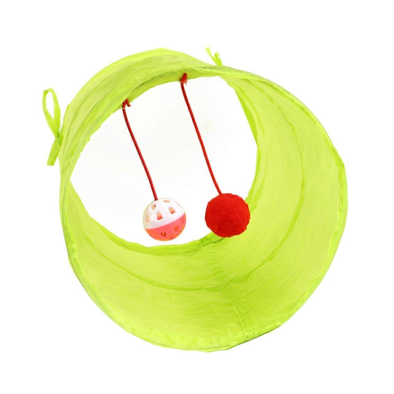 Foldable Cat Tunnel Portable Cat Toy with Sound Function Interactive Cat Tunnel Toy Fluorescent Green for Cats and Kittens Pet Supplies