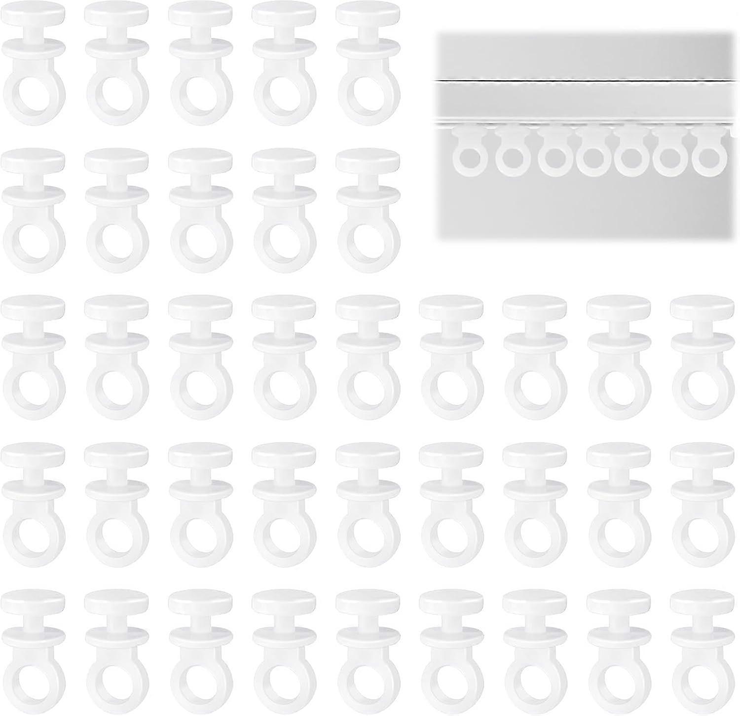 100 Pieces Curtain Hook Rail Gliders White Plastic Curtain Rollers