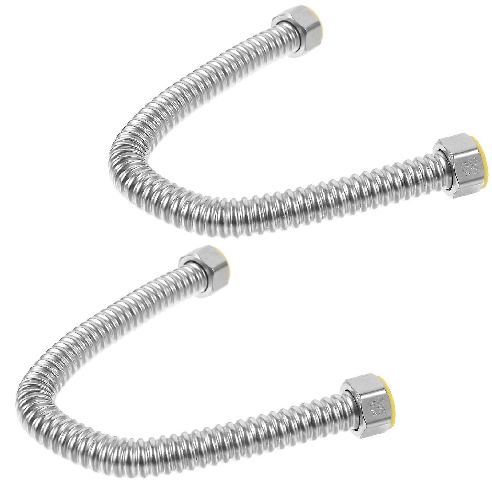 Inlet Hose Water Heater Connector Stainless Steel Flexible For Water Supply Installation 30Cm Silver 2Pcs