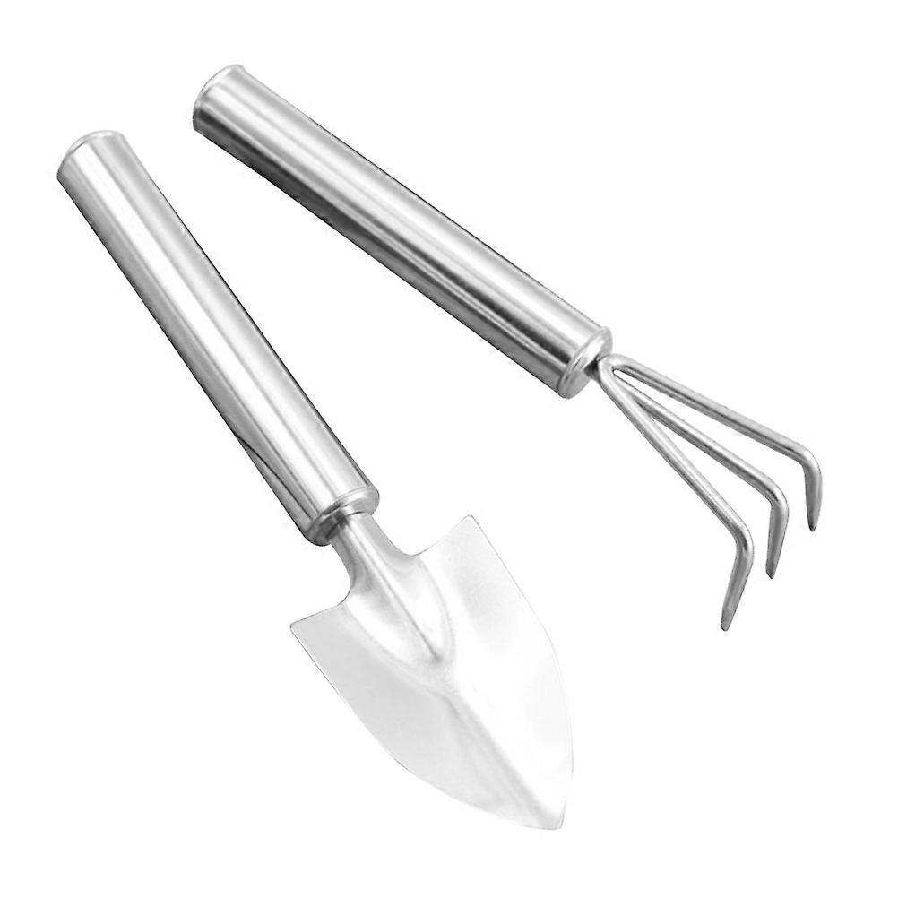 Gardening Set with Mini and Rake Made of Stainless Steel for Flower Planting 2 Pieces