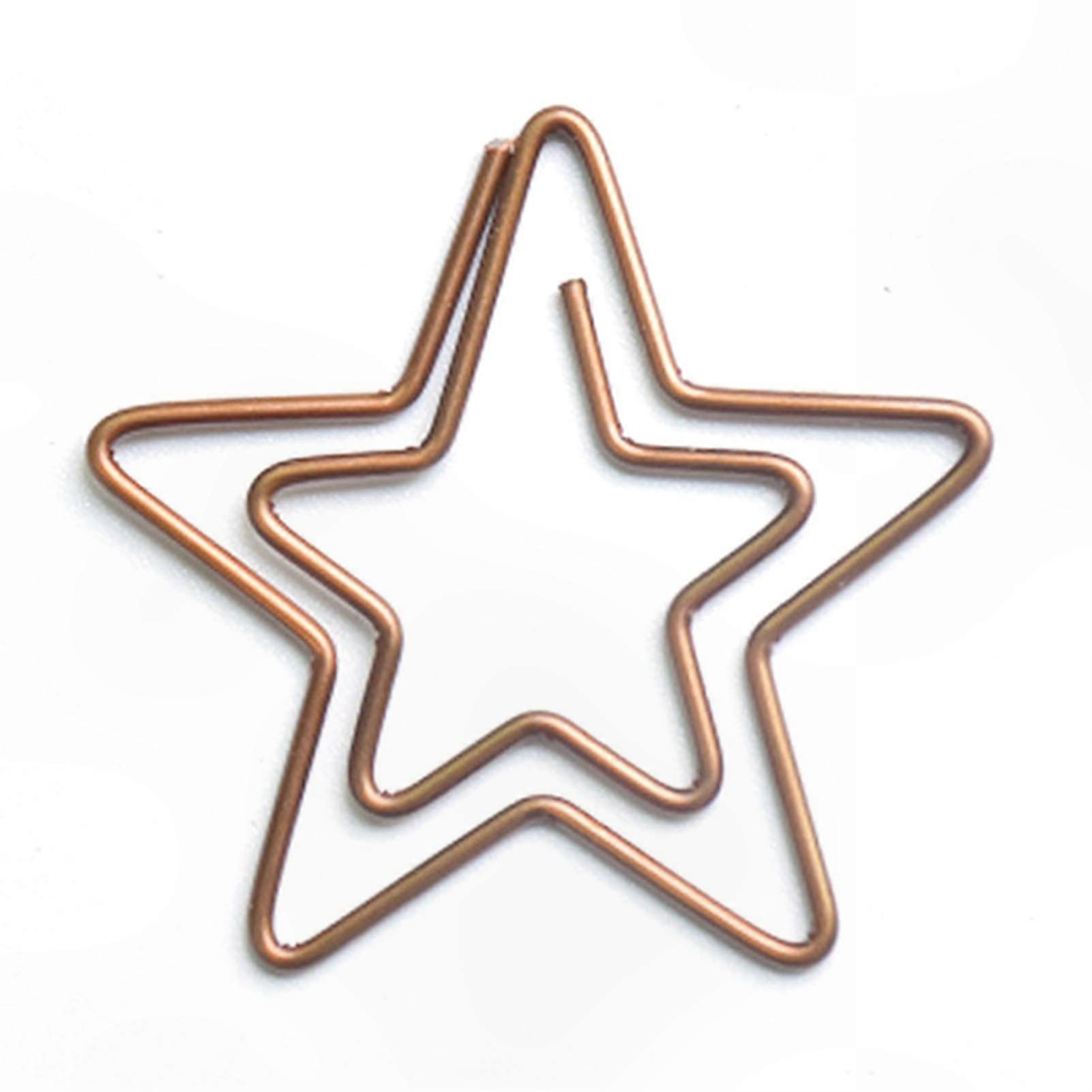 100Pcs Retro Christmas Paper Clips for Office School Home Use Five Pointed Star Design