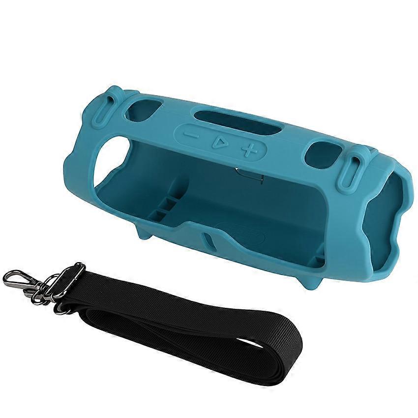 Speaker Silicone Protective Case + Shoulder Strap Accessories for JBL Charge 6 (Blue)