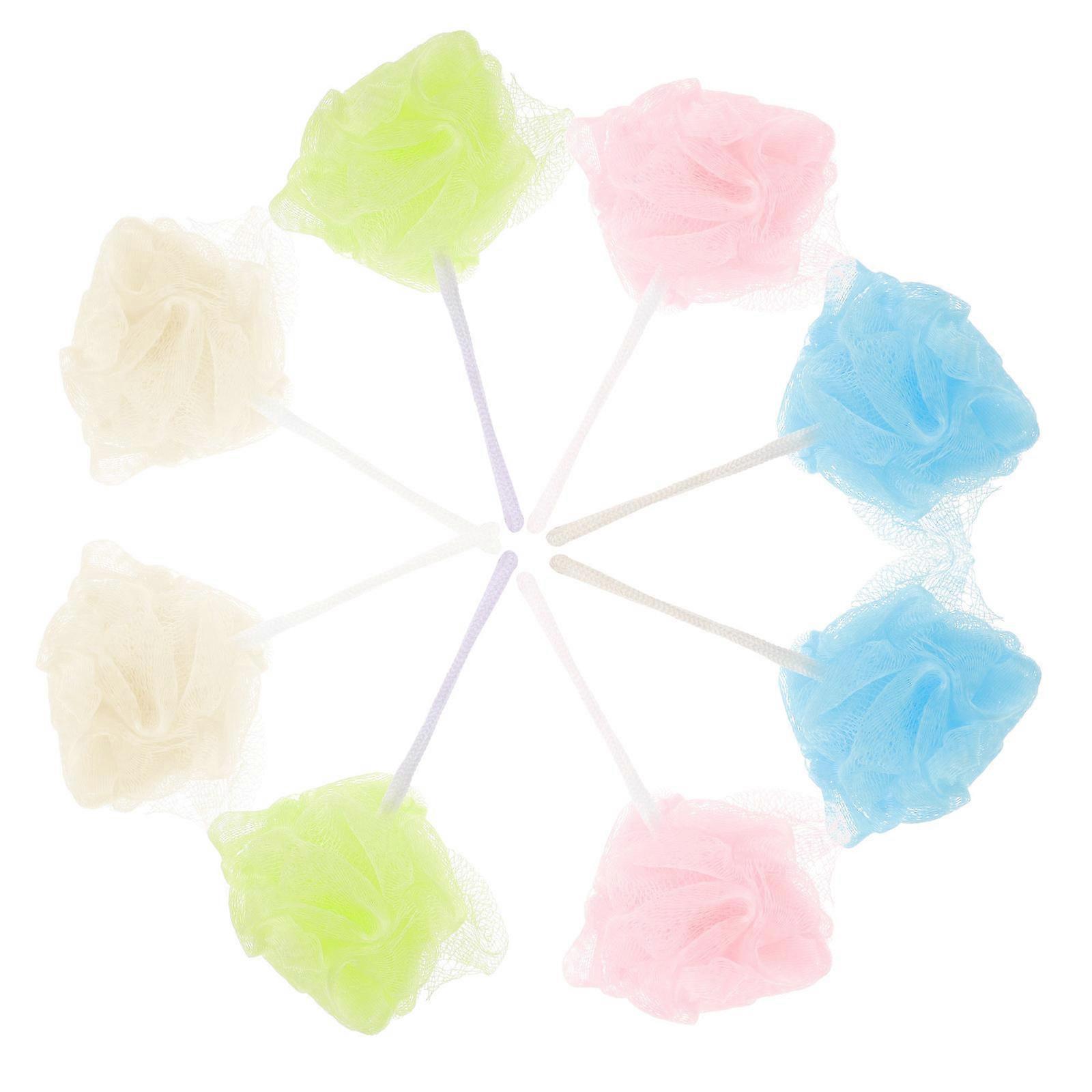 8pcs Colored PE Bath Balls for Shower with Hanging Rope Assorted Color
