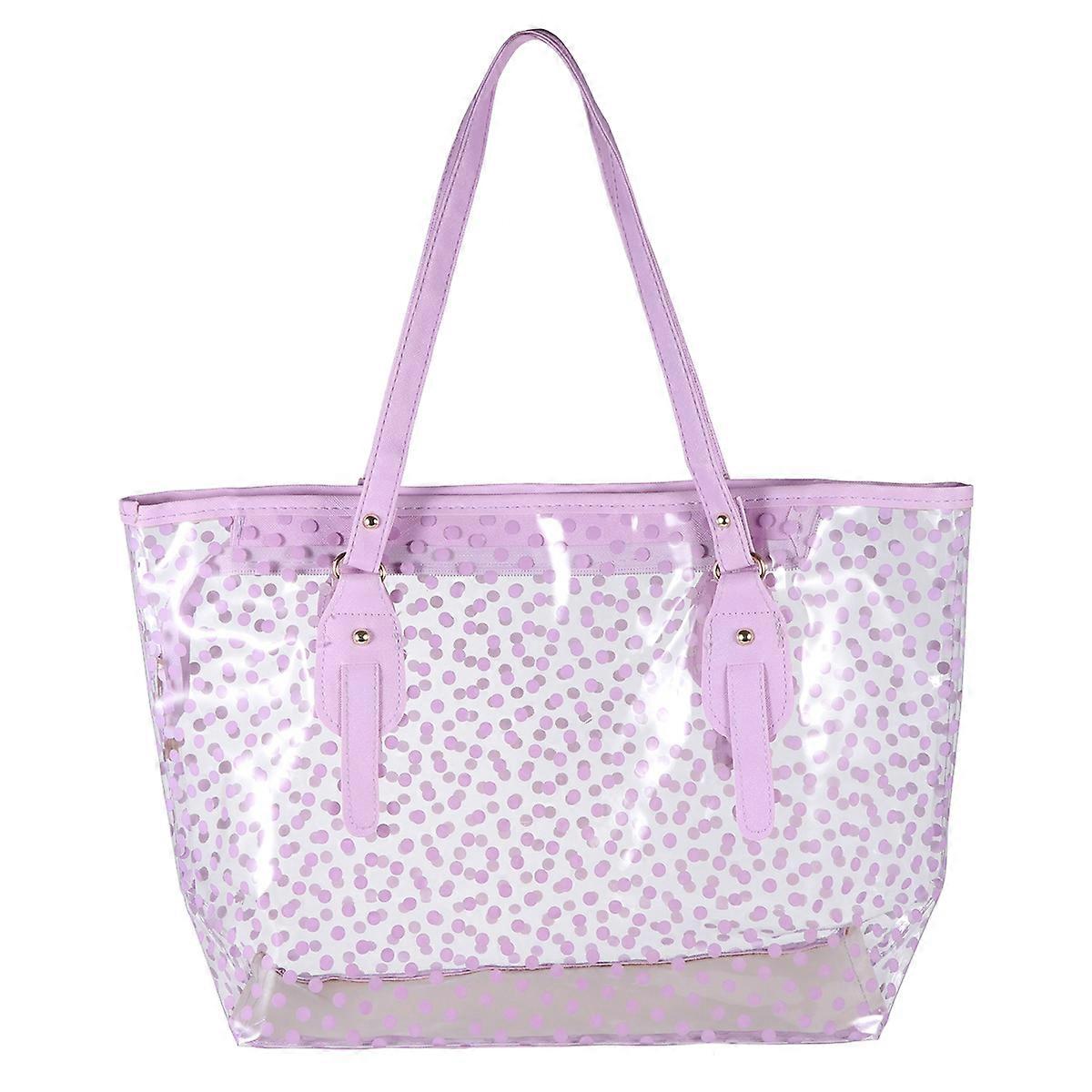Women's PVC Beach Tote Bag with Round Dots Pattern – Stylish Summer Handbag for Outings