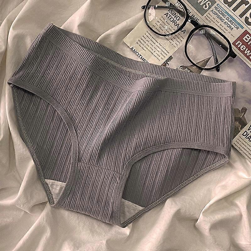 Women's Underwear Cotton Underwear Women's Weather Pattern Simple Solid Color Mid-Rise Cotton Crotch Briefs