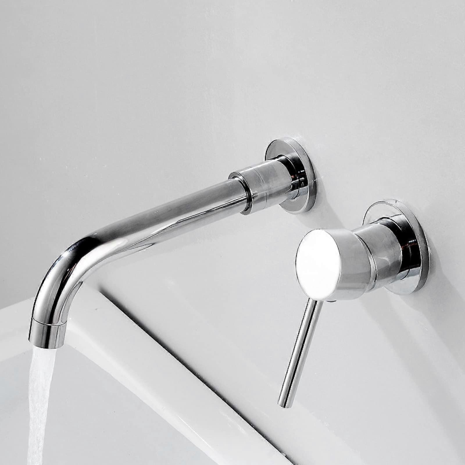 Brass wallmounted bathroom faucet, 360degree swivel spout, singlehandle basin faucet