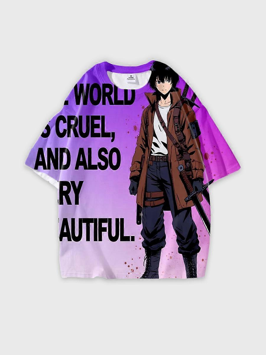 T-shirt round neck Character Pattern loose short sleeve P983