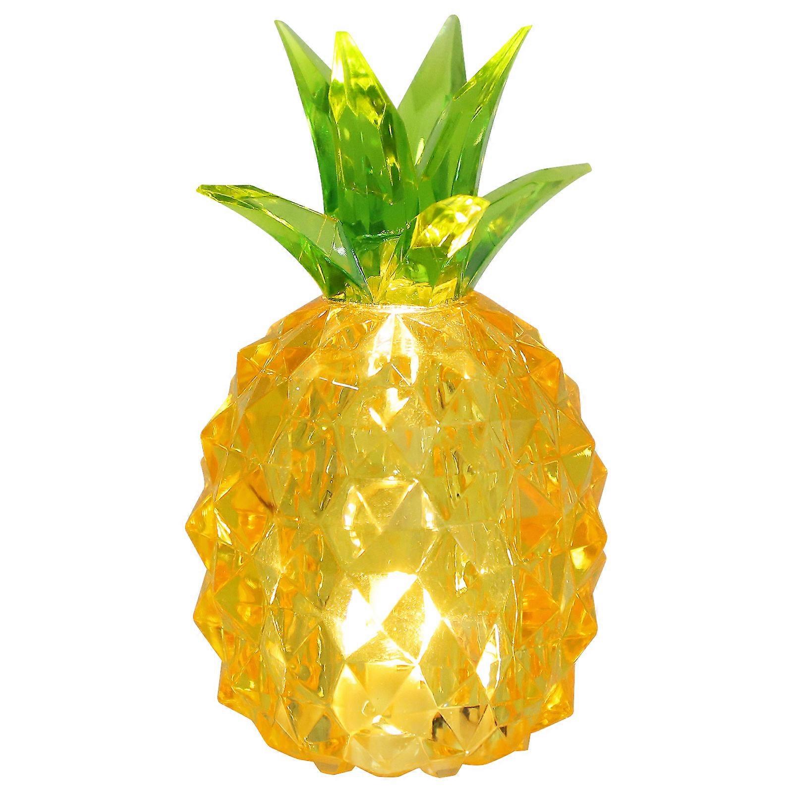 Artificial Pineapple Desktop Decor Led Lighting Fixture Yellow Acrylic Material 1Pcs