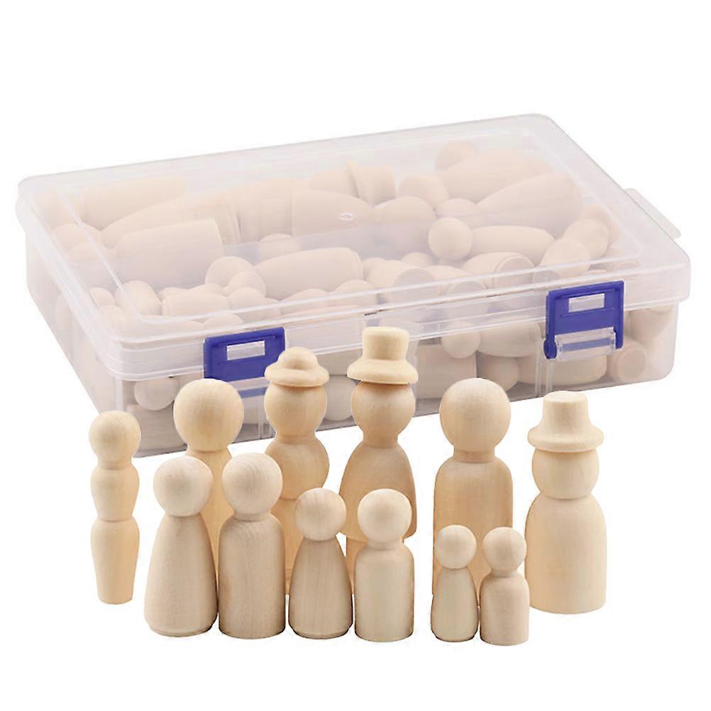 55pcs DIY Unfinished Wooden Peg Dolls for Creative Painting, Crafts, and Table Decoration Projects
