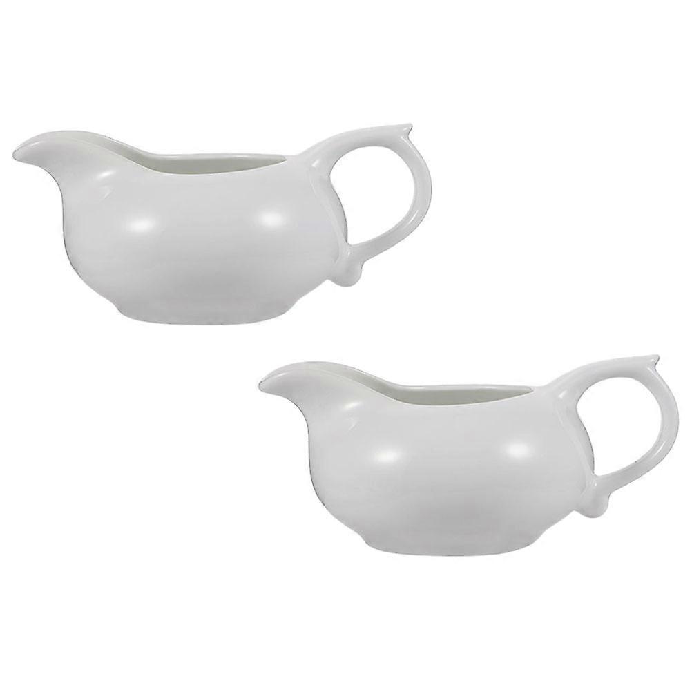 White Ceramic Gravy Boat Sauce Cup for Home Use and Easy to Clean 2 Pieces