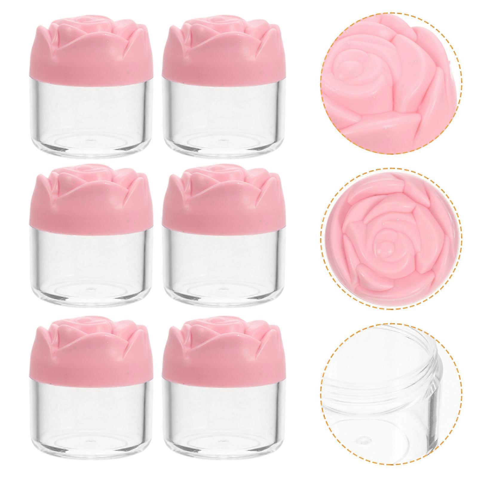 12pcs Rose Shaped Reusable Plastic Facial Cream Containers for Body Lotion & Moisturizer – Travel Friendly Compact Storage Jars