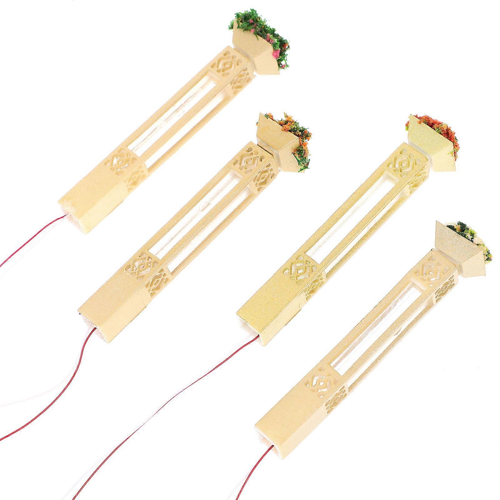 Street Lamp Models for Decoration ABS Material Adds Warmth to DIY Mini House 4 Pieces