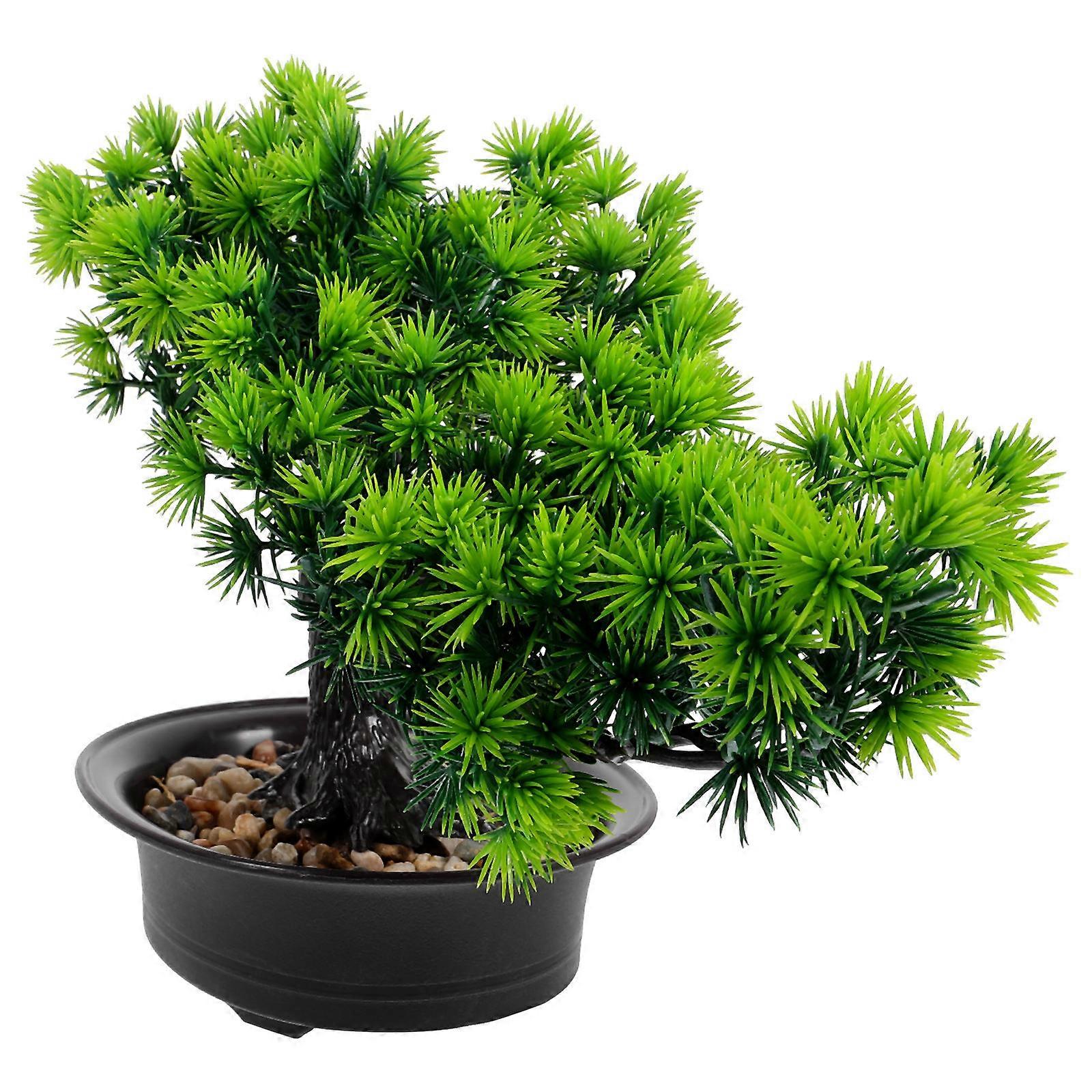 Realistic Artificial Bonsai Tree Potted Pine Ornament 1 Set
