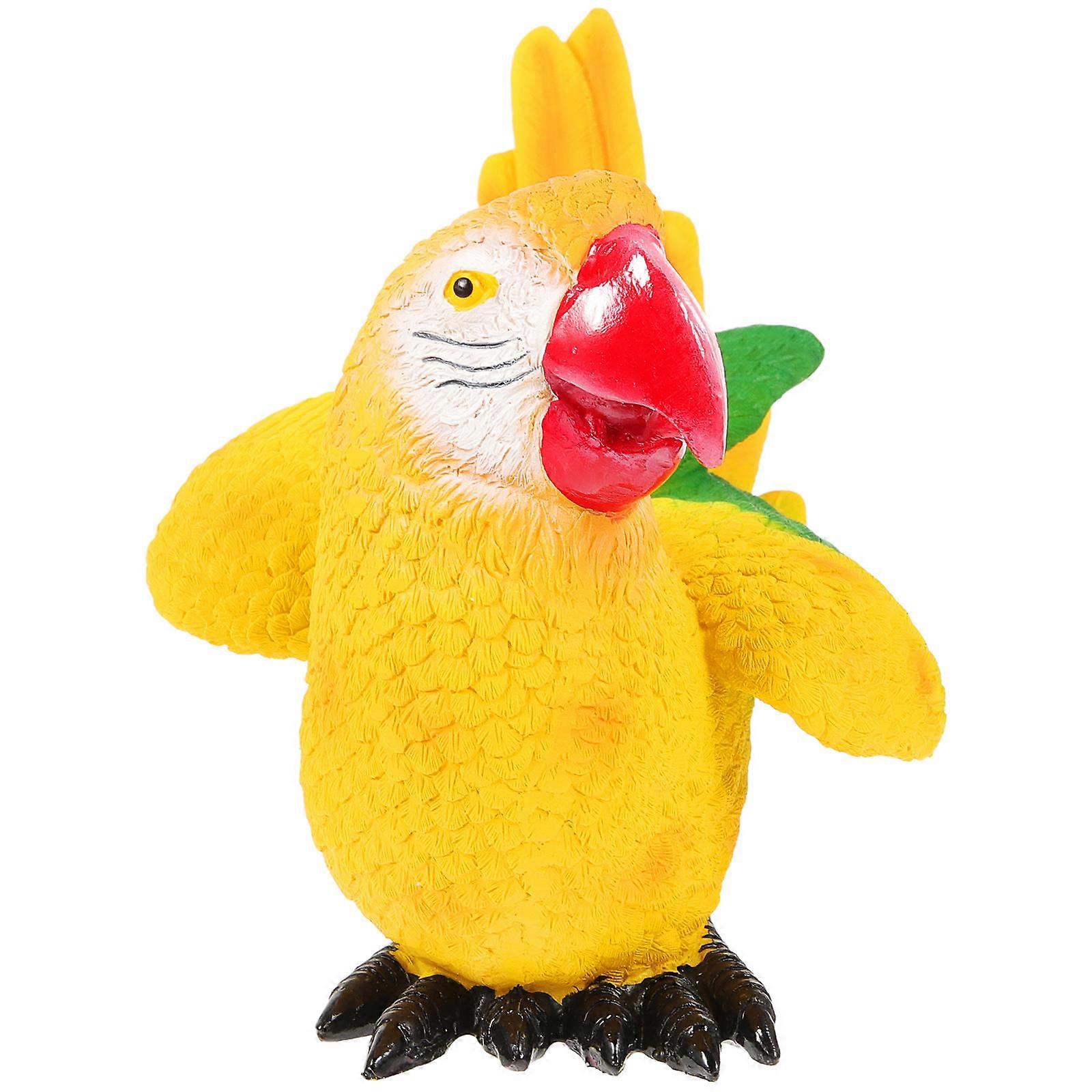 Lifelike Parrot Model for Decor Made of Resin in Yellow Color Great for Garden Decoration 6.5 Inches