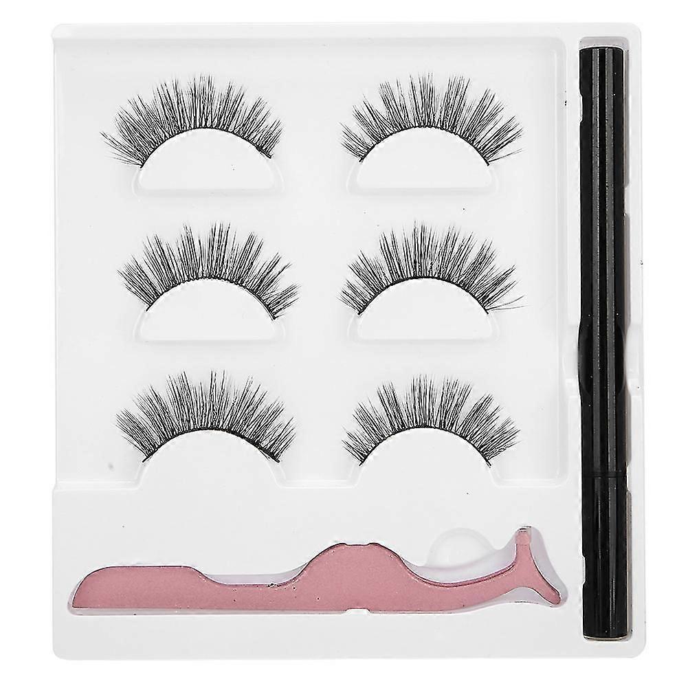 3 pairs false eyelashes liquid eyeliner set, waterproof eye makeup tools, 3D-01.