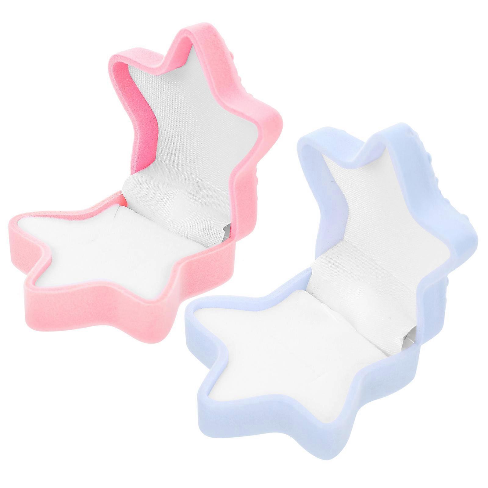 Jewelry Display Box 2Pcs Assorted Color Portable Ring Case Plush with Versatile Storage for Storage