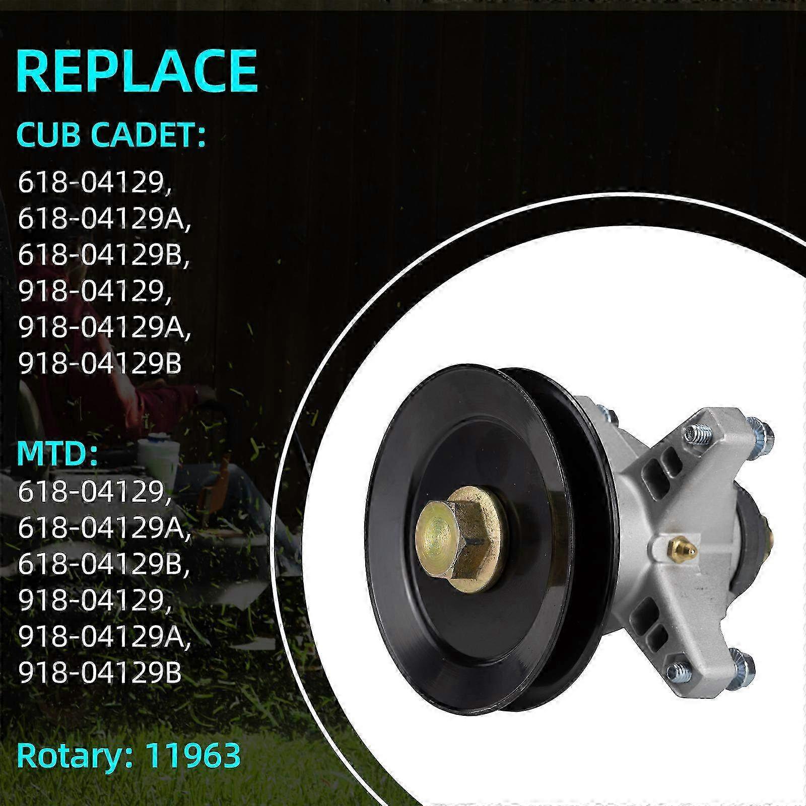 Spindle Assembly with 11963 Pulley & Grease Fitting - Replacement for MTD 918-04129, 918-04129B, Craftsman & Cub Cadet LT10
