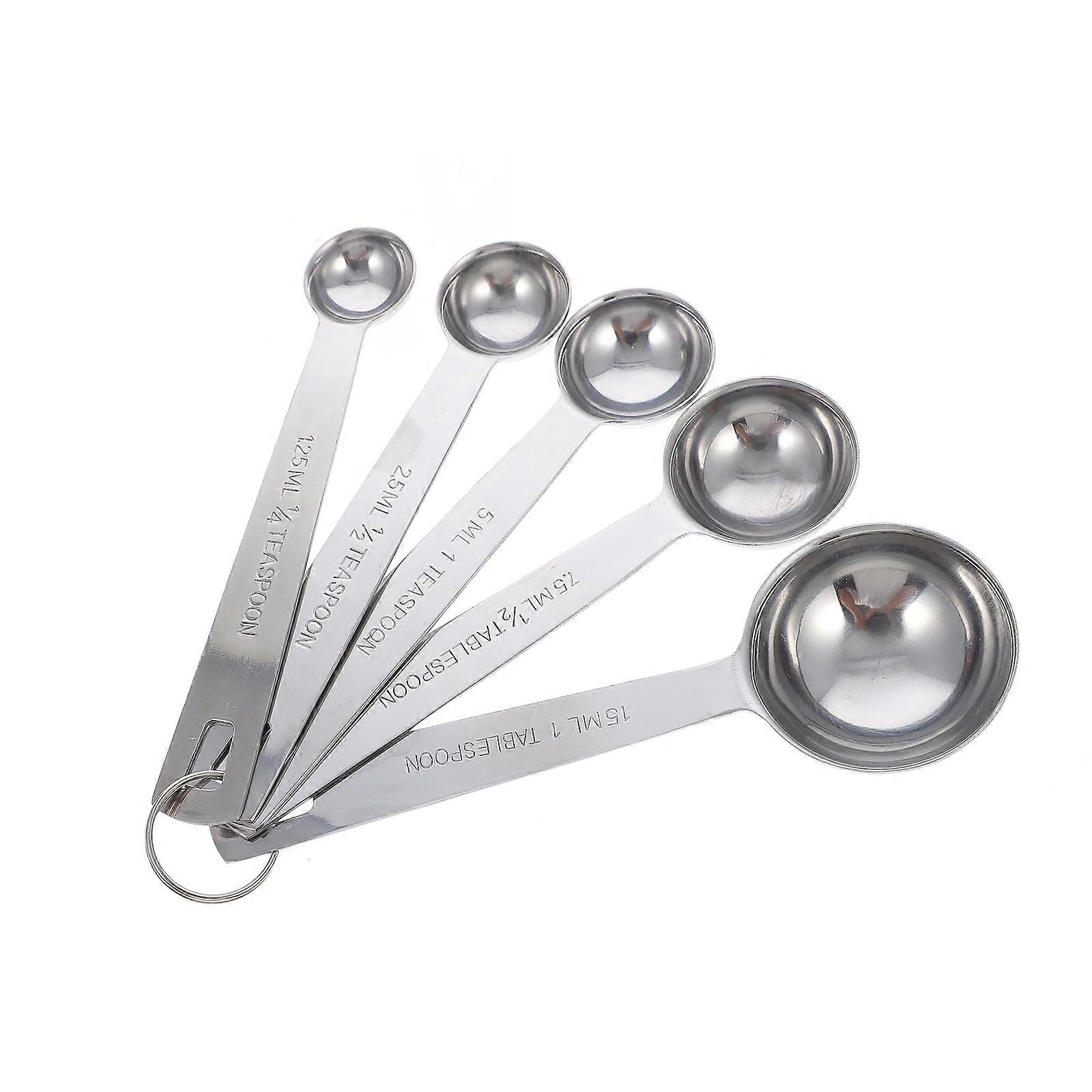 Stainless Steel Measuring Spoon Set 5Pcs Silver Weight Measuring Spoon with Space-Saving Hook