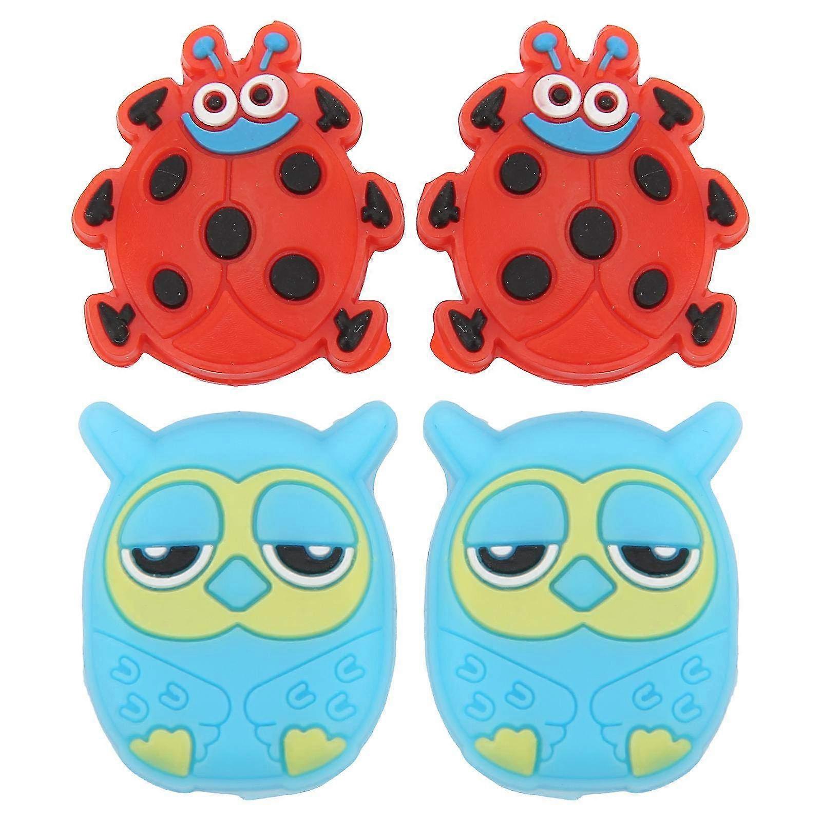 Cartoon Animal Shape Tennis Racket Vibration Dampener - Red Ladybird & Owl Shock Absorber (2.7cm/1.06in & 2.8cm/1.1in)