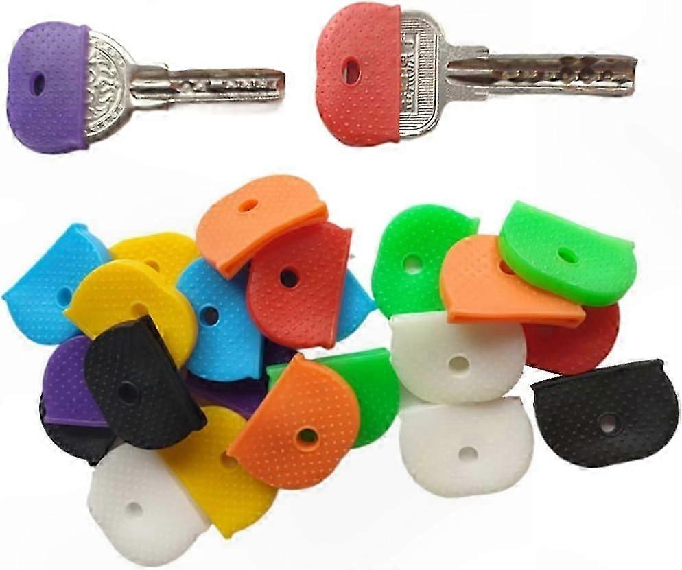 8 Assorted Colors Key Cap Covers, 24 Pack Plastic Sleeve for Key Identification and Organization