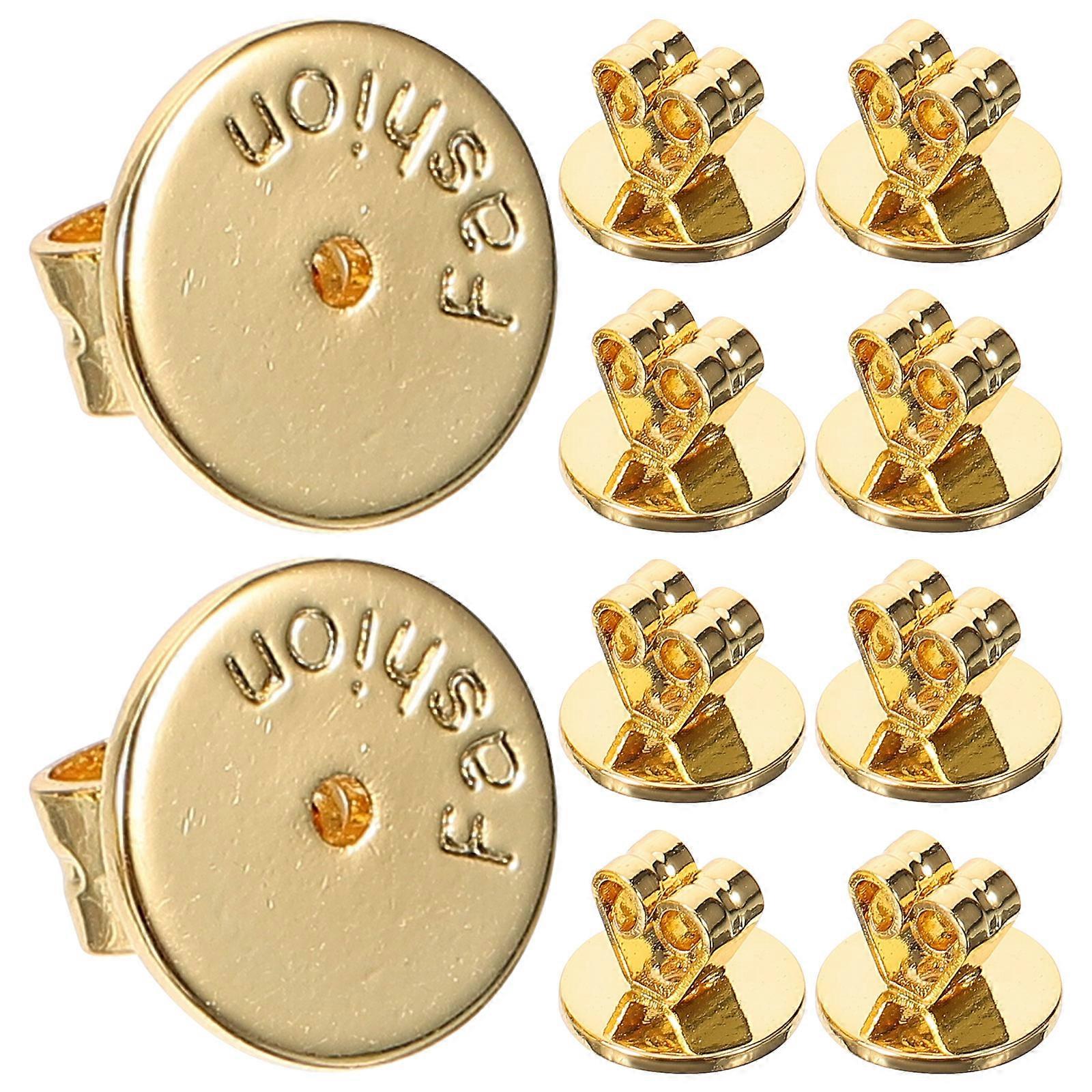 Golden ScrewOn Earring Backs for Heavy Earrings and Droopy Ears 10pcs Durable Metal DIY