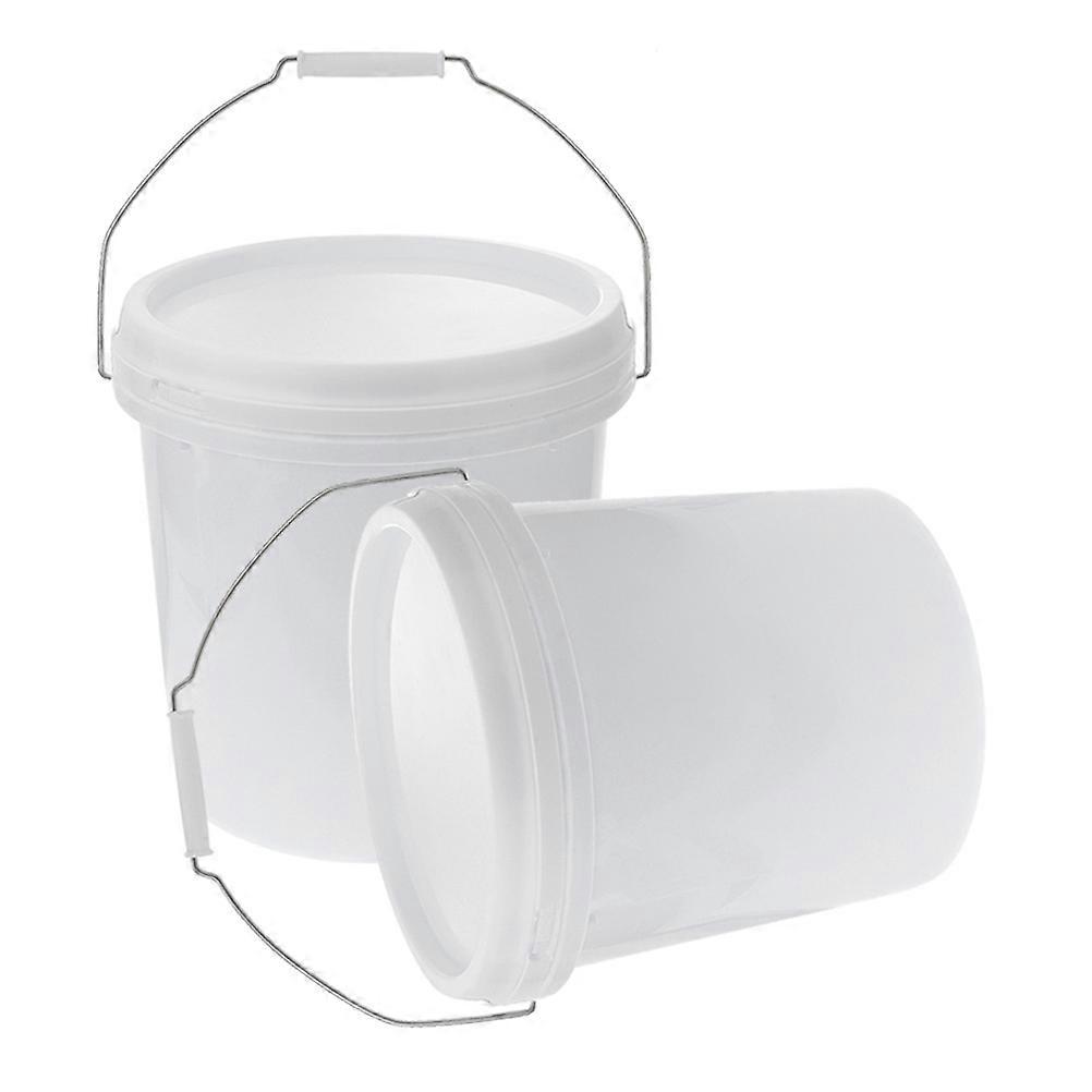 Leak-Proof Bucket Lid Plastic Storage Container For Home Use Round Sealed Reusable 5L 2Pcs