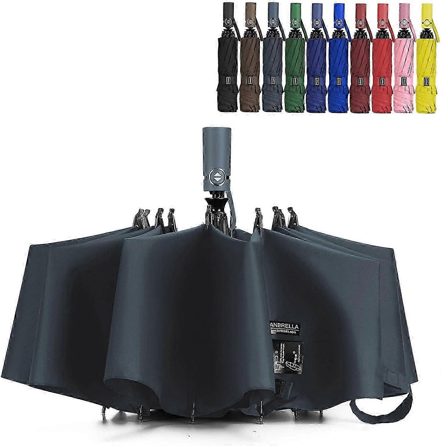 Umbrella Compact Folding Reverse Umbrella Light Grey 46"
