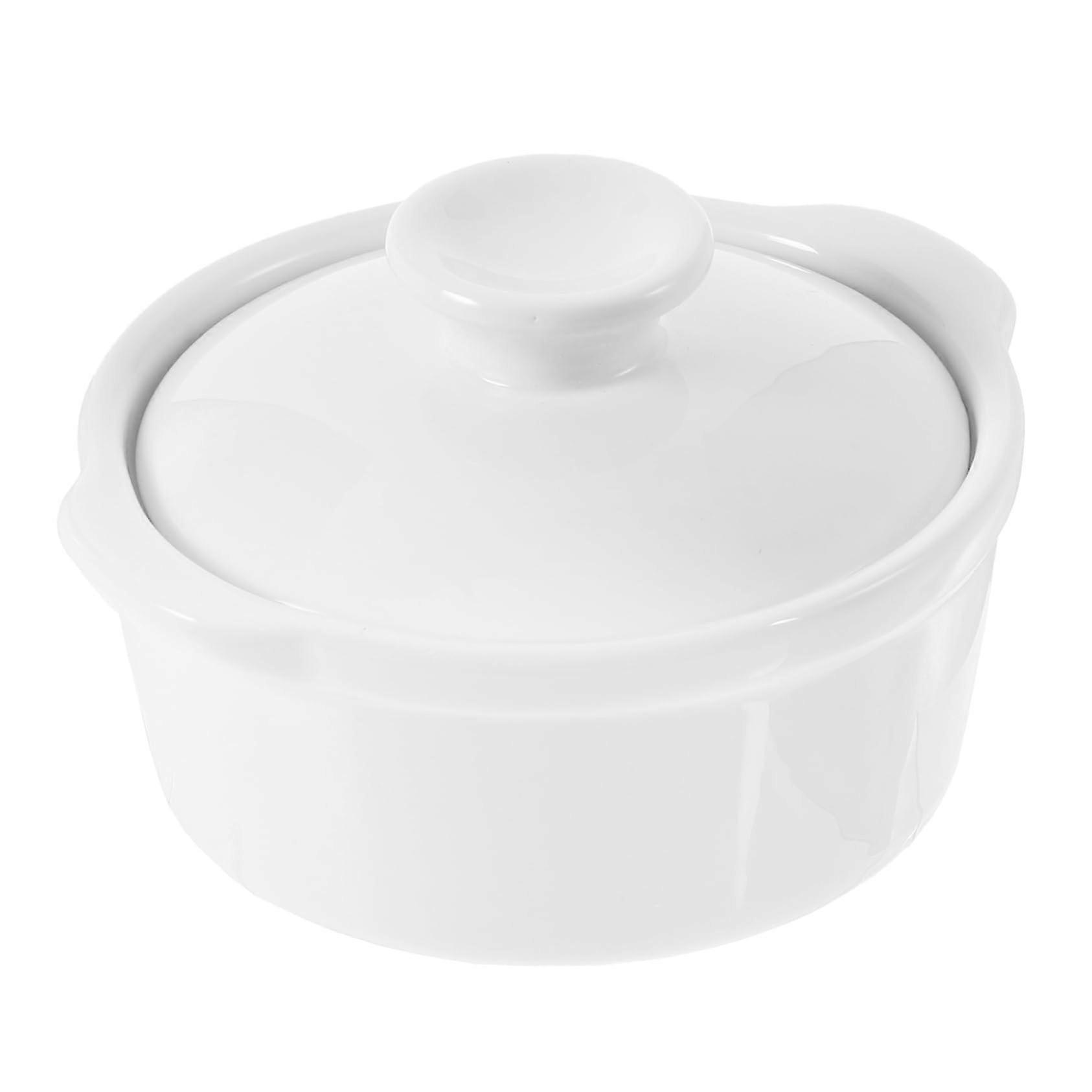 Ceramic Soup Bowl with Lid and Handle, Versatile Bowl for Egg Dishes, Rice and Appetizers for Daily Use Ref: 4836