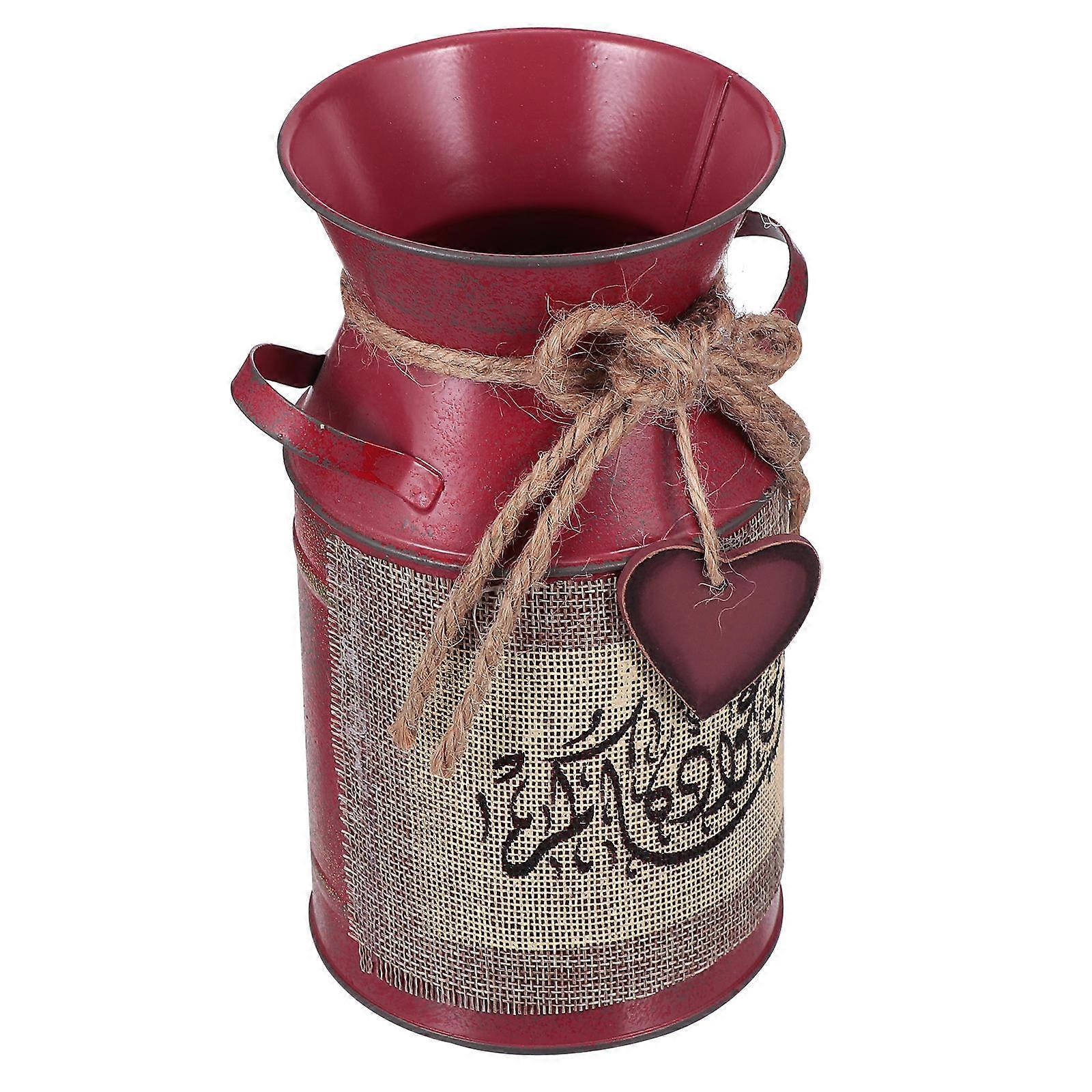 Red Iron Bucket for Storage with Vintage Style Design and Practical Planting Container 1pc
