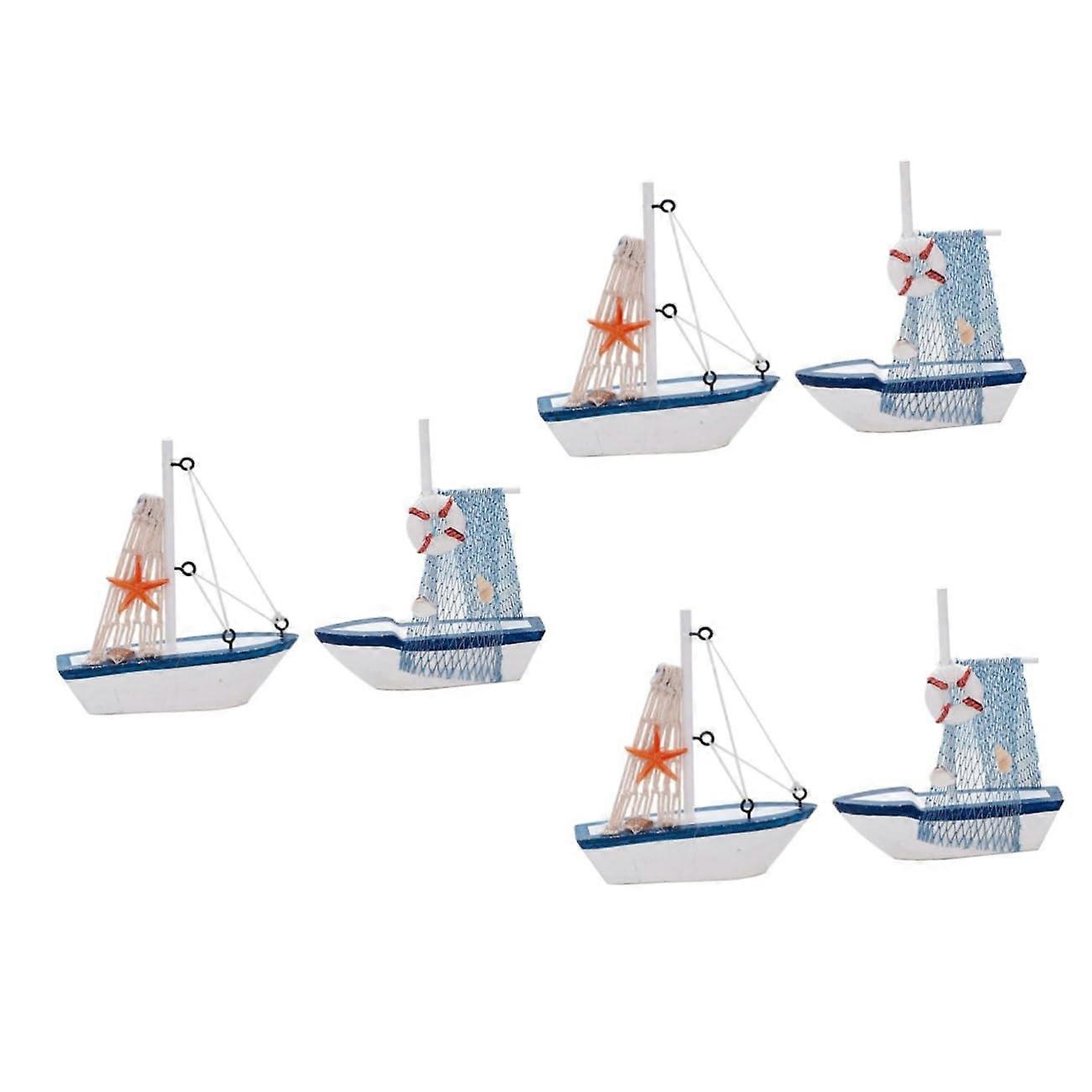Nautical Home and Car Decoration Set: Wooden Sailboat Model for Parties and Table Decor, 3 Piece Set