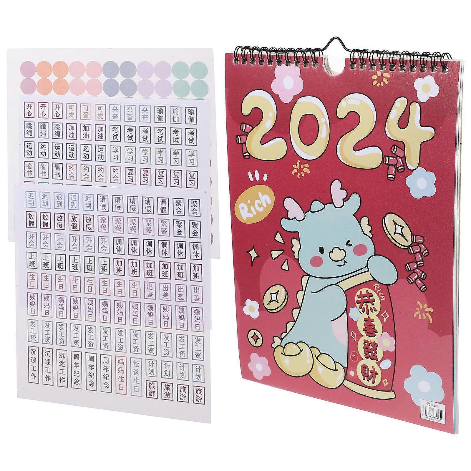 Sturdy Paper Wall Calendar for Home Decoration with Assorted Colors and Blank Space to Write Goals 2024