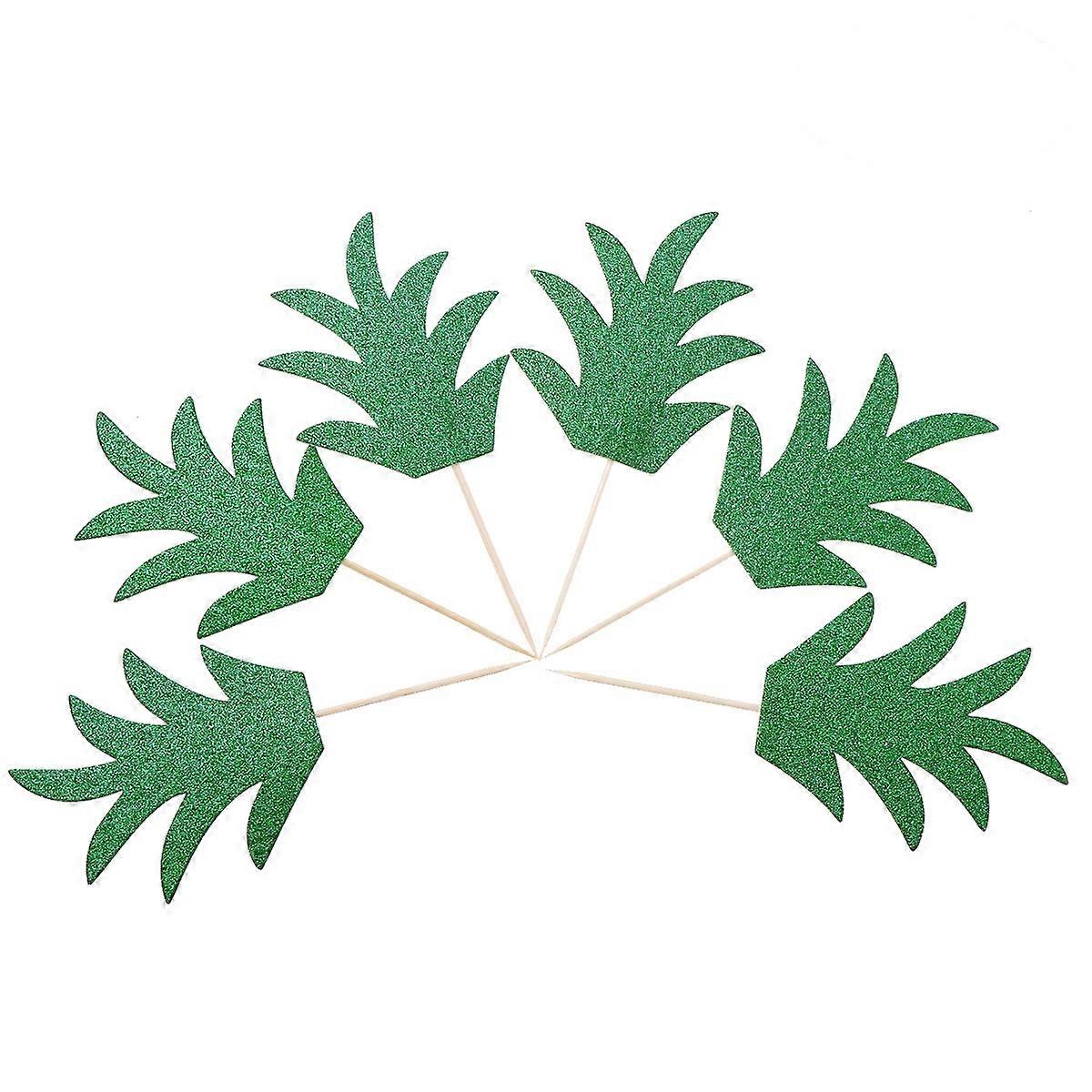 Pineapple Leaf Cake Topper Flags for Decoration Use Made of Paper Green 24 Pcs