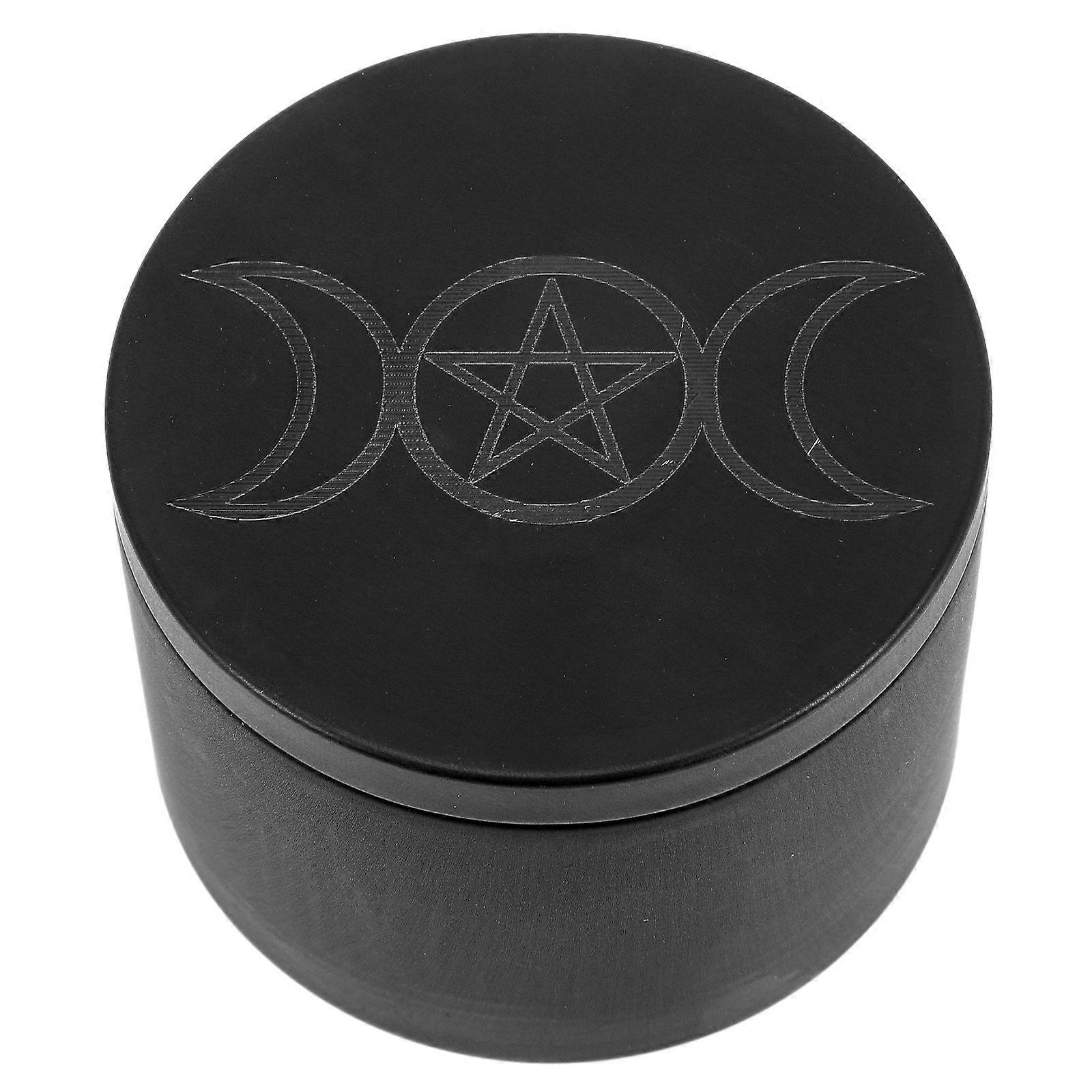 Tinplate Storage Box Round Container For Tea Storage And Candle Storage In Black 8X6CM 1Set