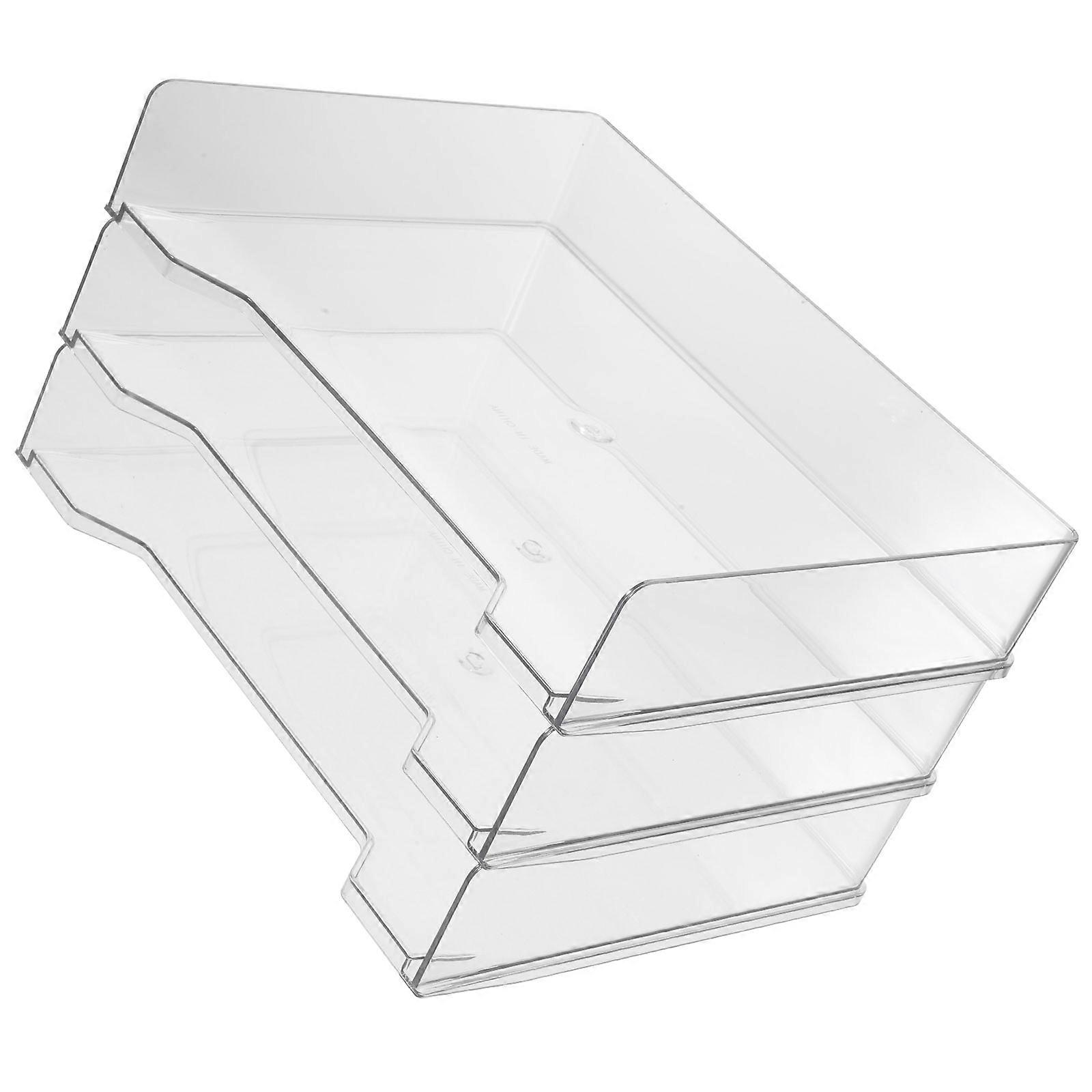 Multi-Functional Desk File Organizer For Office Uses 33X24cm Storage Holder 3Pcs Transparent
