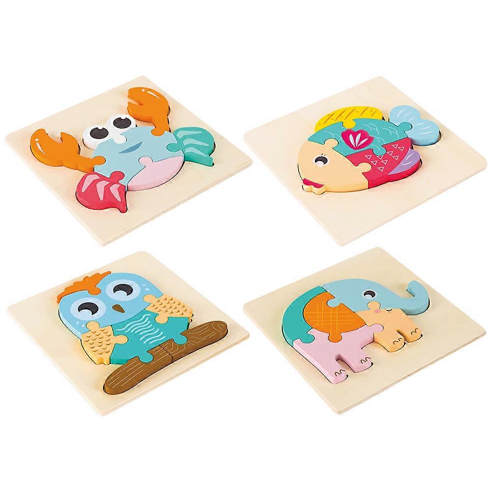 Puzzle Game 4PCS Creative 3D Wooden Jigsaw Toys In Assorted Color For Kids Developing Creativity Confidence Building And Concentration Improvement