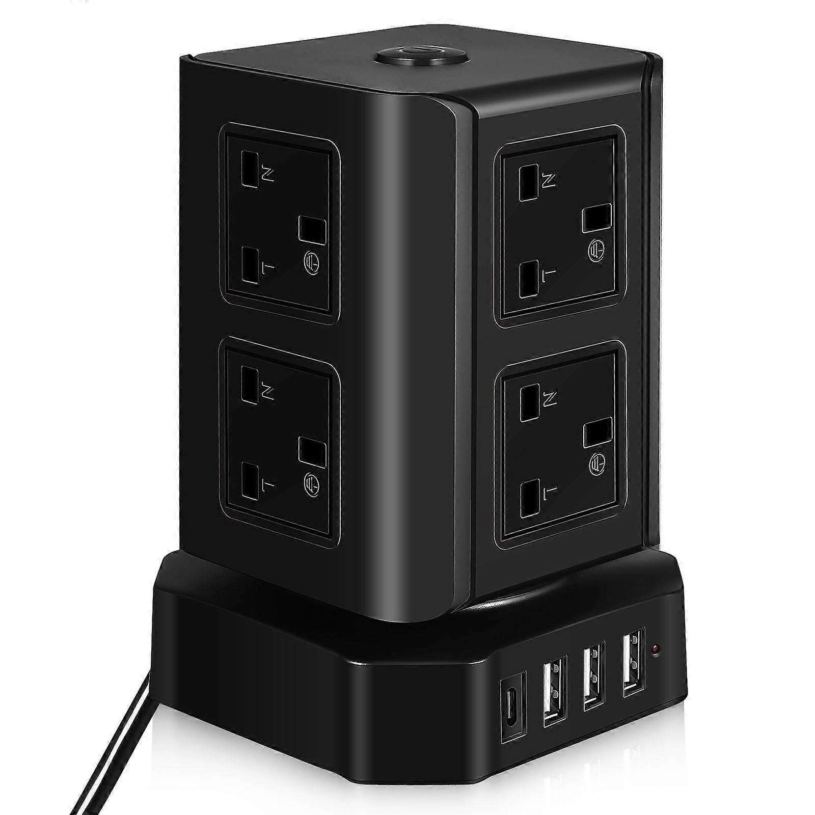 USB Charging Power Outlet Tower With Rated Voltage AC250V For Electronic Devices Suitable For Home Use 1Pack