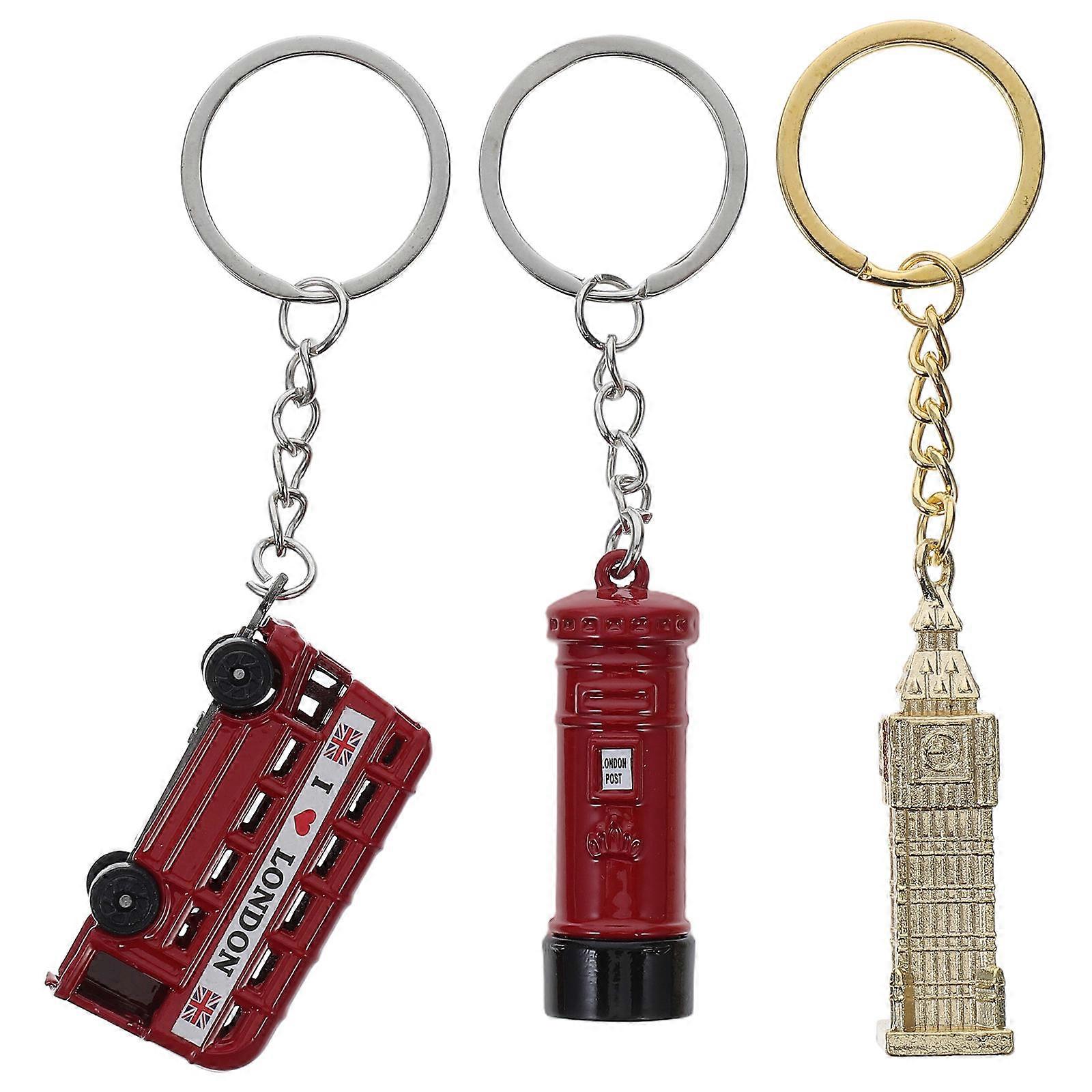Multi Color British Landmarks Keychains 3 Pcs Metal Key Rings Ideal For Travel Memory And Decorative Item Use
