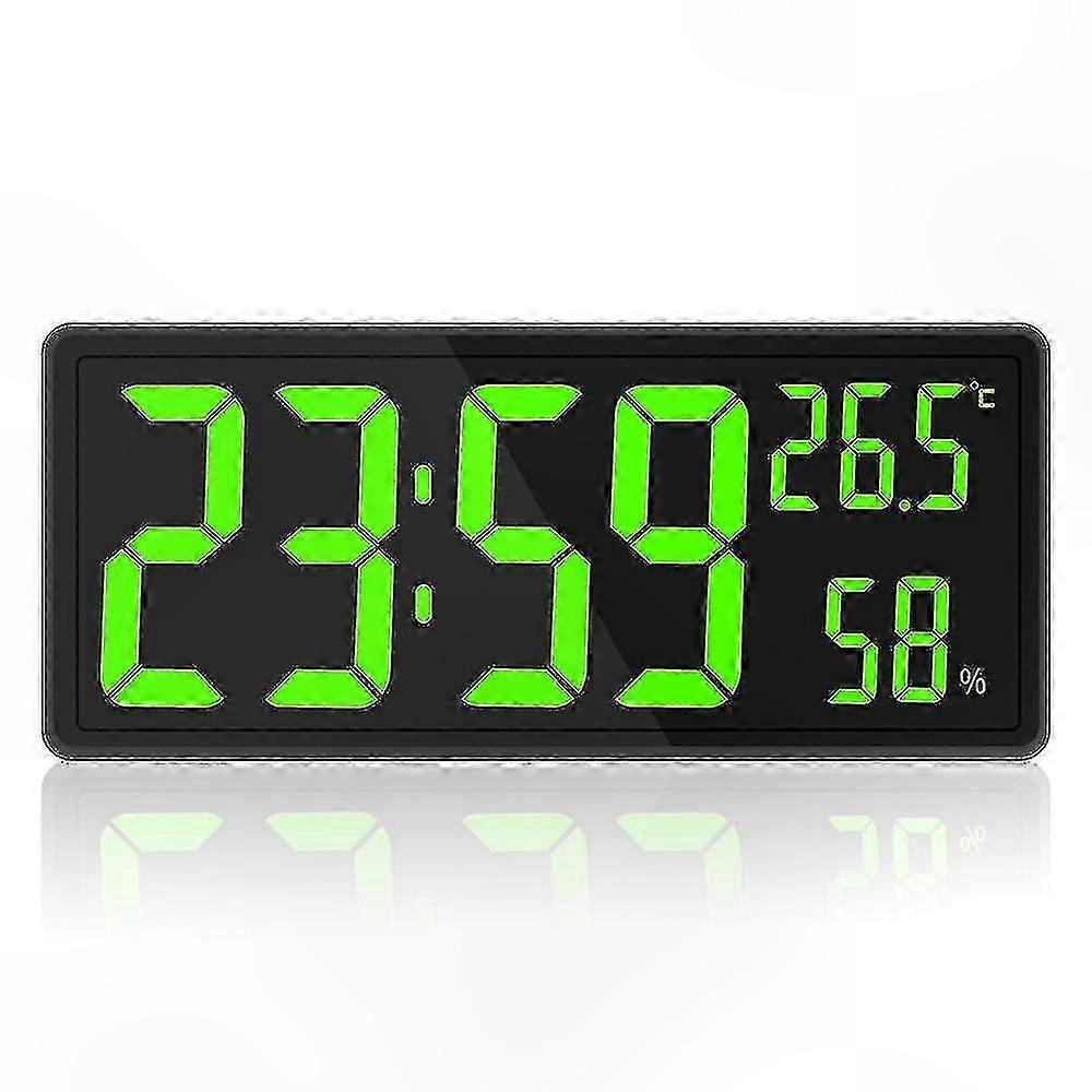 Large Digital Wall Clock with Temperature Humidity Display, LED Numbers USB Powered for Home Office Bedroom