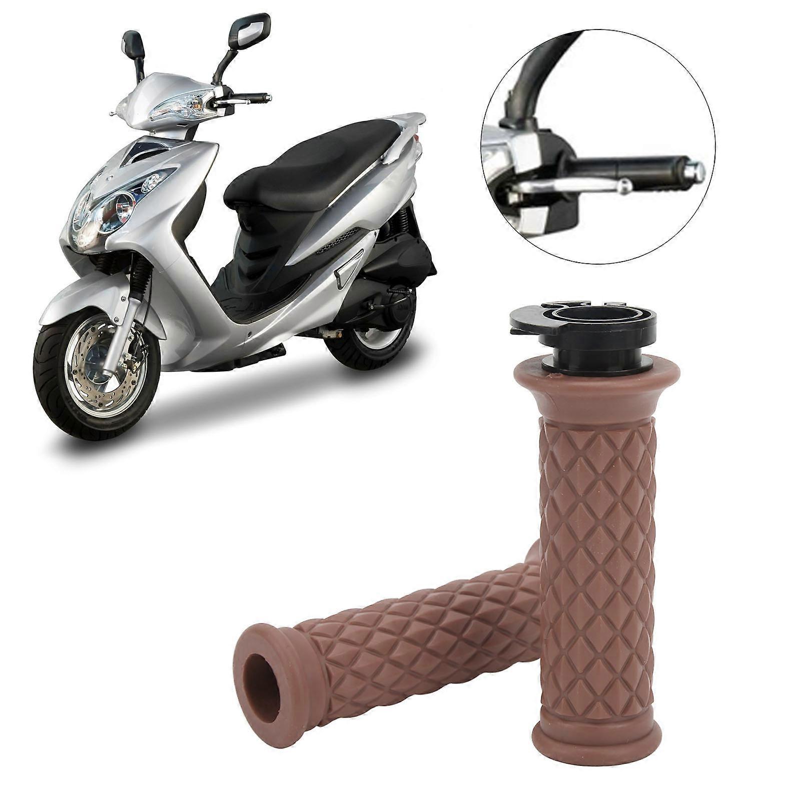 1 Pair 22mm Throttle Handle Grips Universal Comfortable Grasp Fit for Scooter GY6 50cc 80cc 125c 150cc Brown 