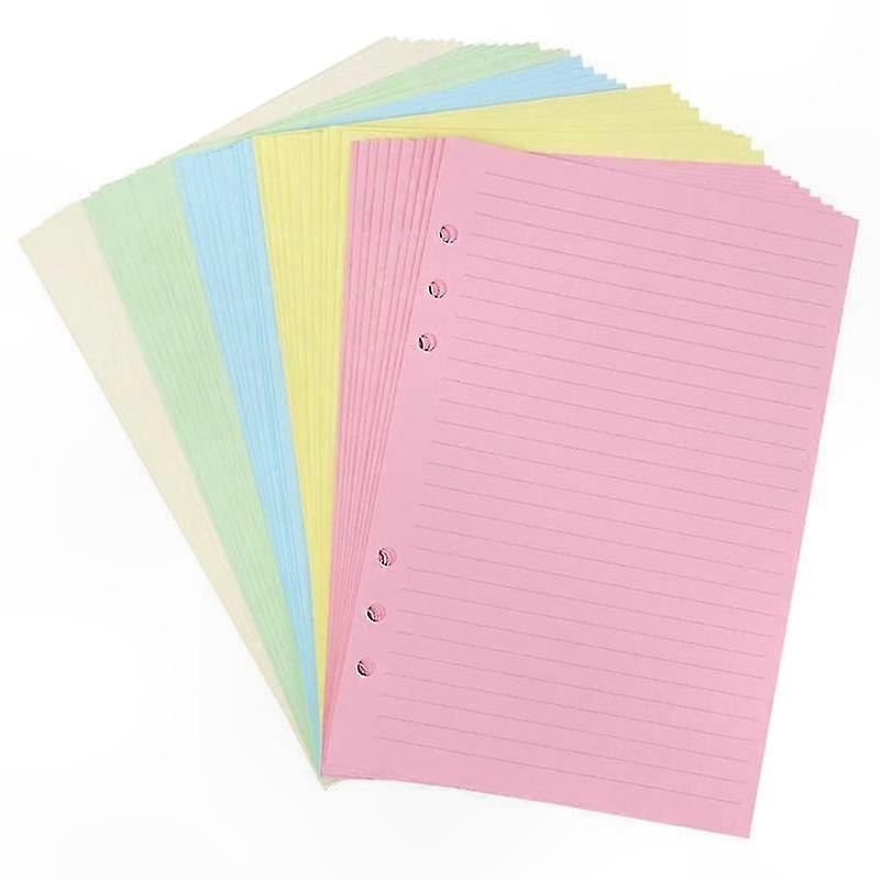 Colorful A5 6-Hole Ruled Refills for Planner Inserts, Multi-Color Loose Leaf Binder Organizer Sheets