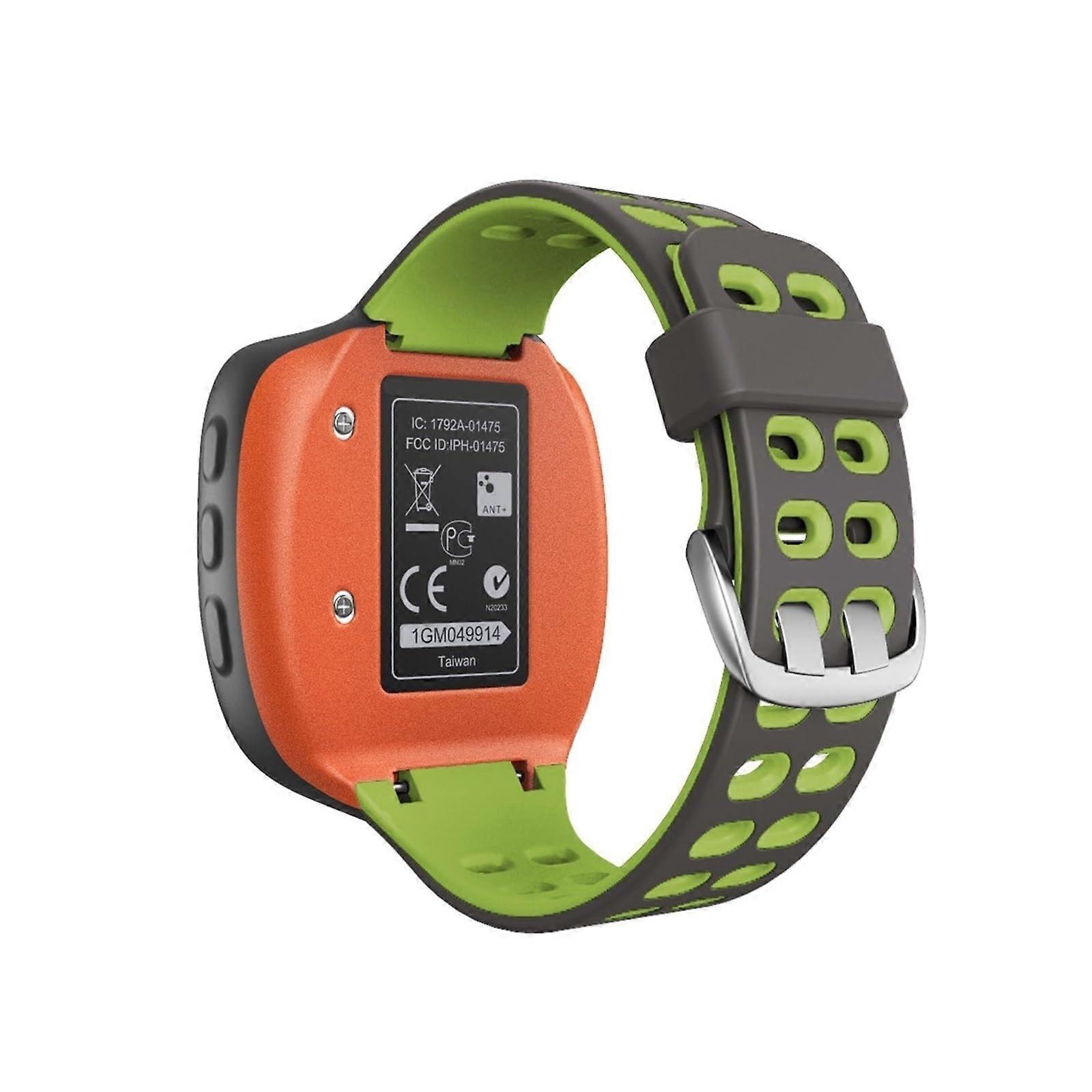 Dual Tone Wristband Double Layer Silicone Grey-Green Replacement Strap for Garmin Forerunner 310XT
