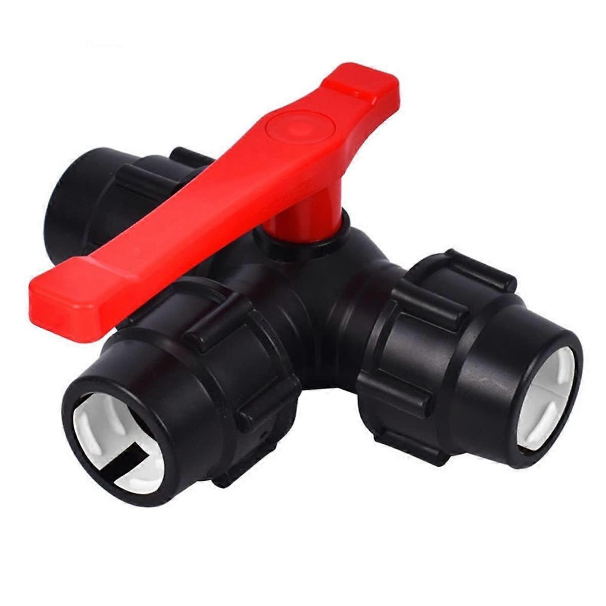 Plastic Ball Valve, PE Three-Way Quick-Connect, 32 mm, Inline Valve With Easy Install For PE Tubing