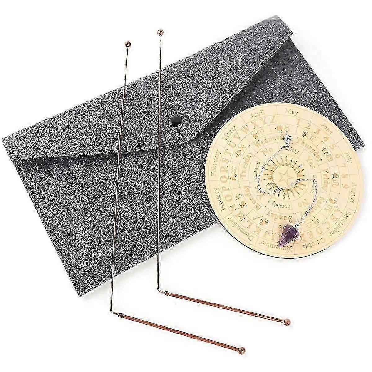 Copper Dowsing Rods Spiritual and Divining Pendulum Board Mat Kit for ,Divining Water,Energy Healing