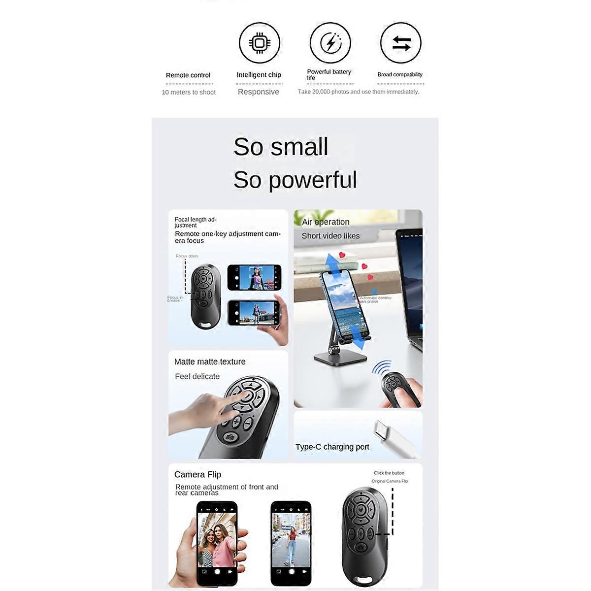 Wireless Bluetooth-Compatible Remote Control Button Controller Self-Timer Camera Stick Shutter Rele