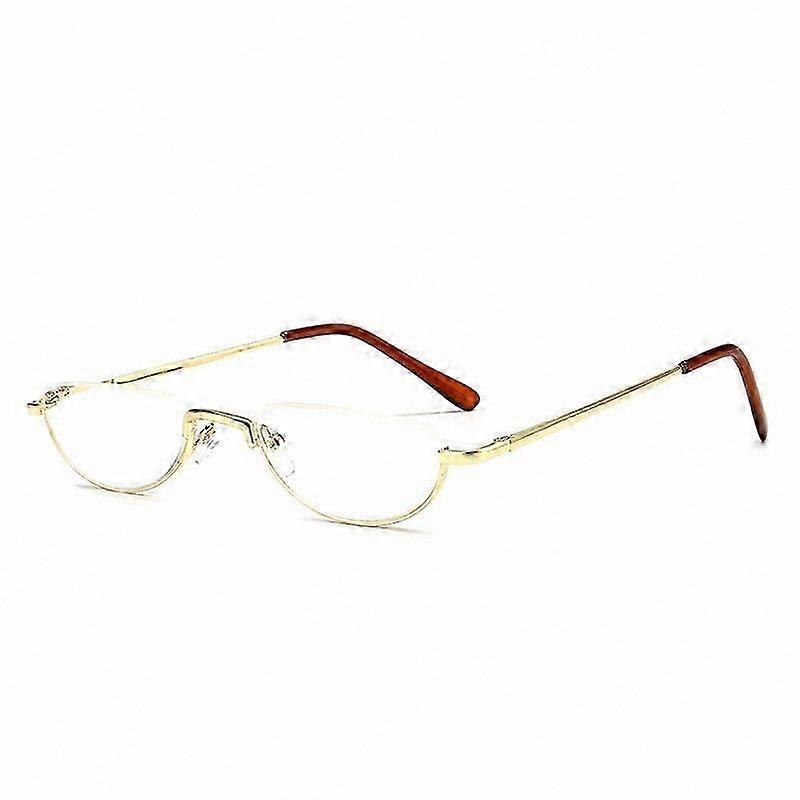 Metal Spring Hinges Half Moon Reading Glasses Portable High-Definition Vintage Style