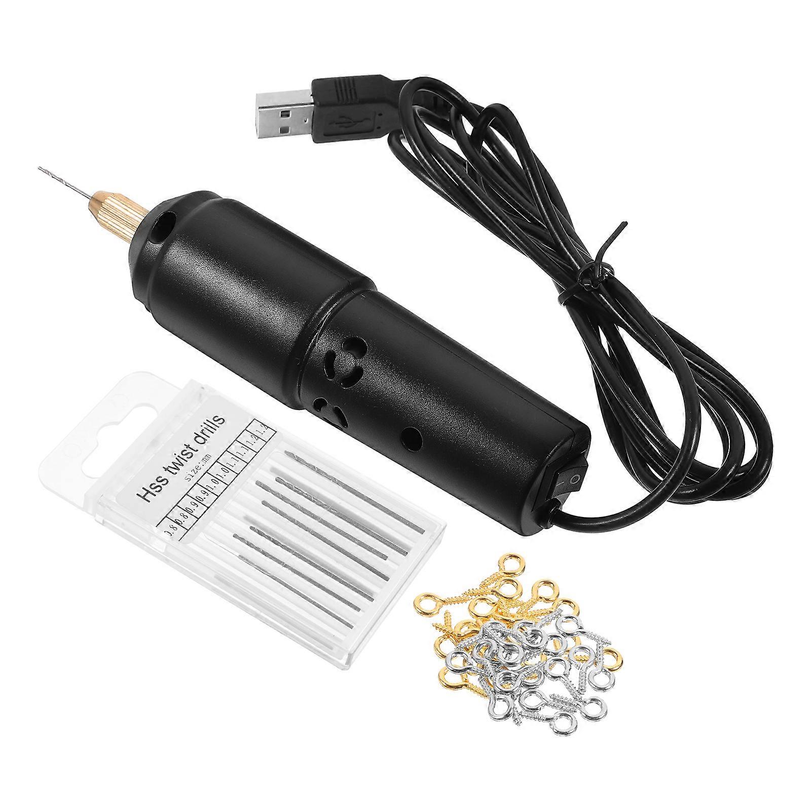 Electric Drill Mini Handheld USB Charging for Craft Work Plastic and Copper Material 1 Set
