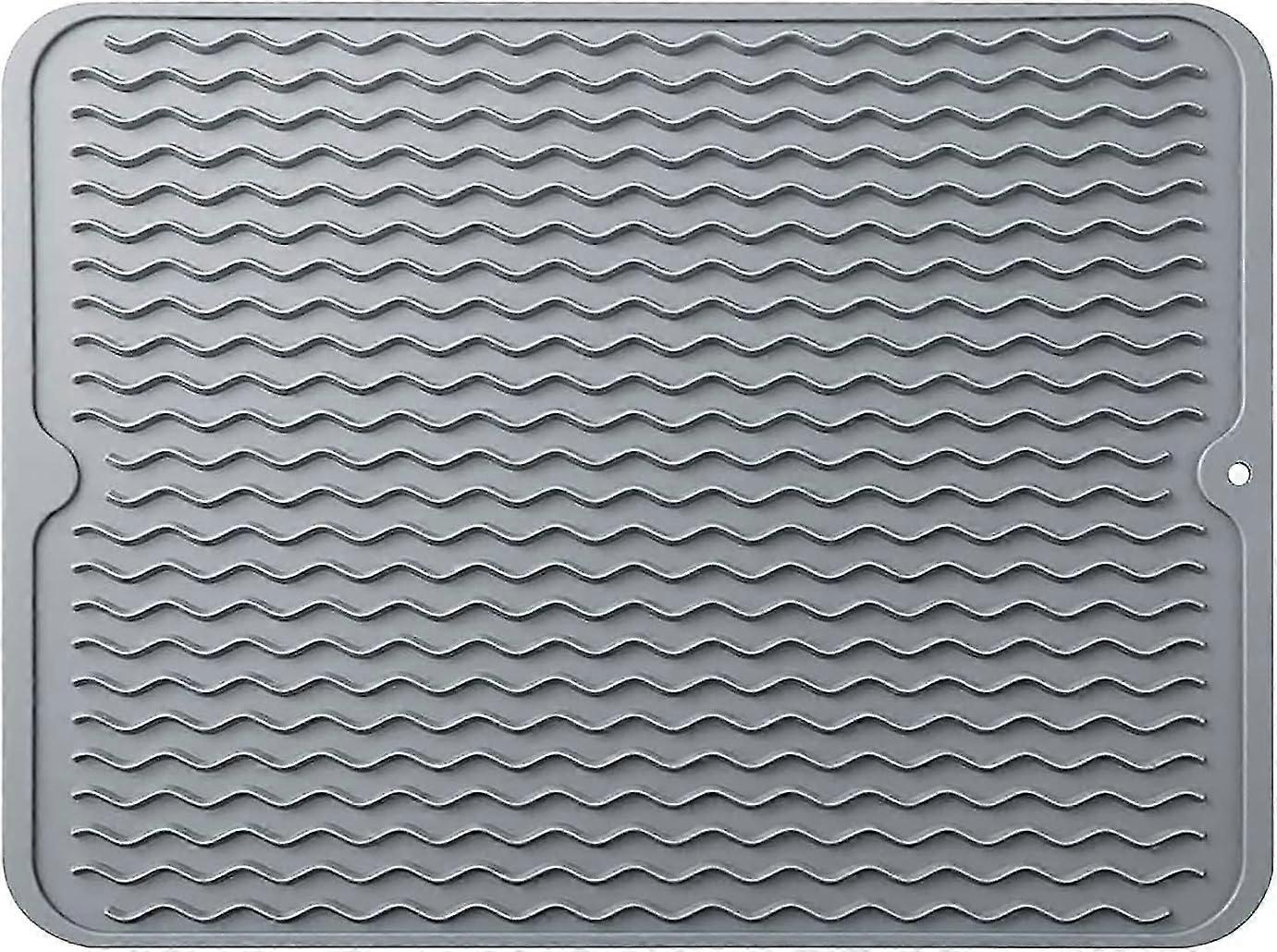 Large Silicone Dish Drying Mat, Dish Drainer Mat, Trivet, Heat Resistant Kitchen Accessory, 4540cm (Grey)